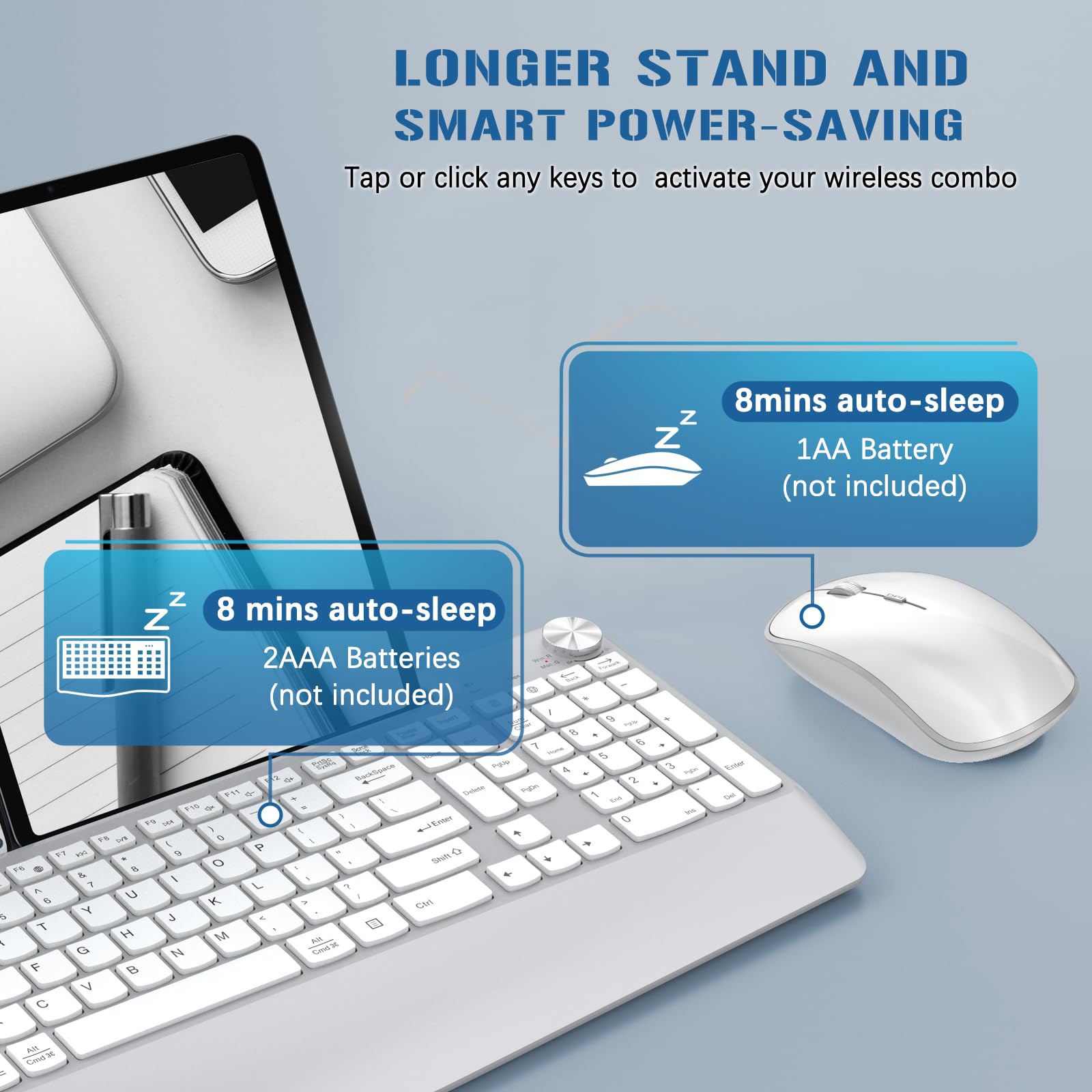 Joyaccess Ergonomic Wireless Keyboard And Mouse, Full Sized Ergonomic Keyboard With Wrist Rest, Wireless Keyboard And Mouse Comb