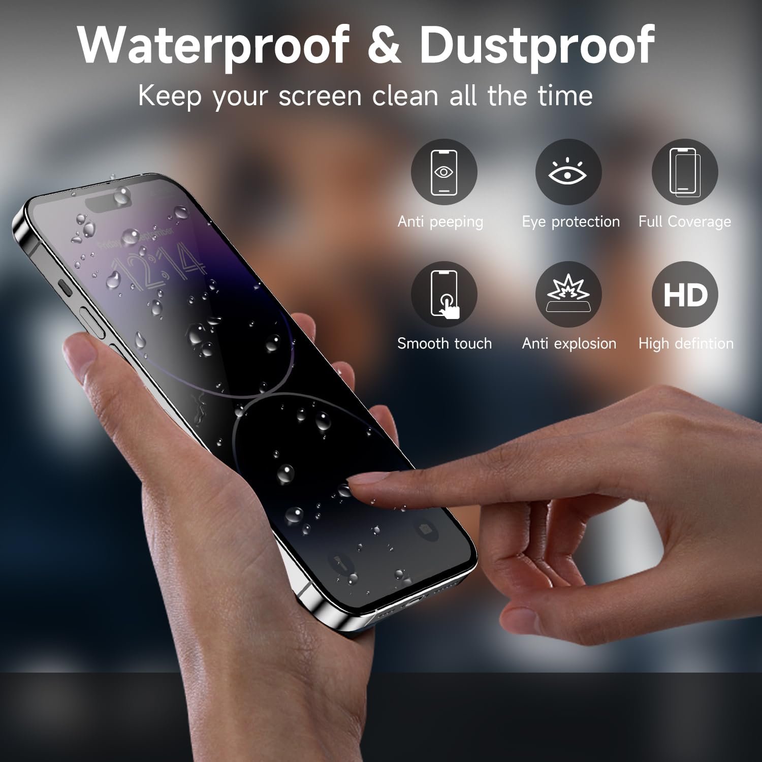 Sorlnern 3 Pack For Privacy Screen Protector For Iphone 15/15 Pro, Sensor Protection, Anti Spy Private Tempered Glass Film, Touc