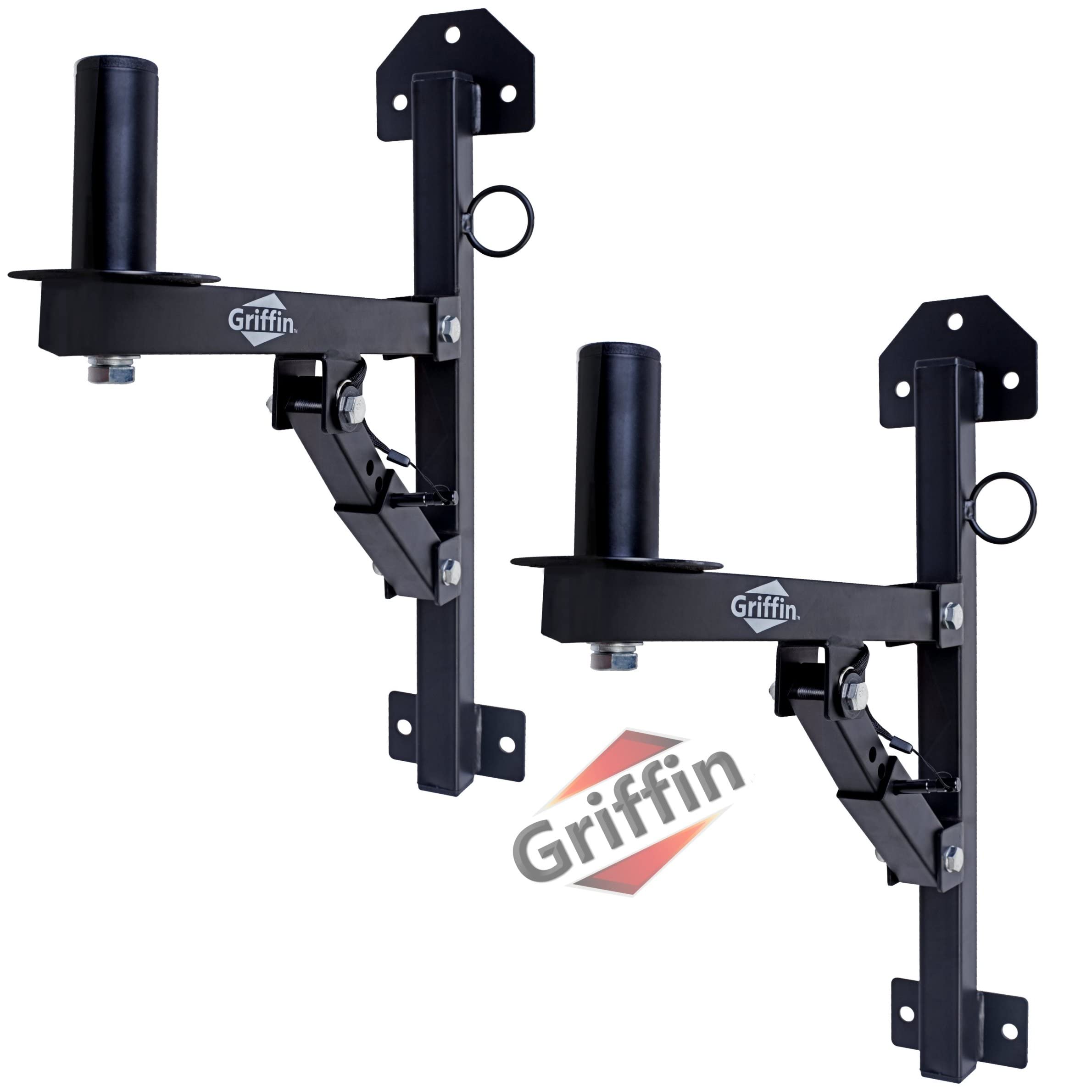 Griffin Pa Speakers Fixed Wall Mounting Stands Premium Set Of 2 All Steel Pro Audio Speaker Pole Stand | Securing Locking Pin & 