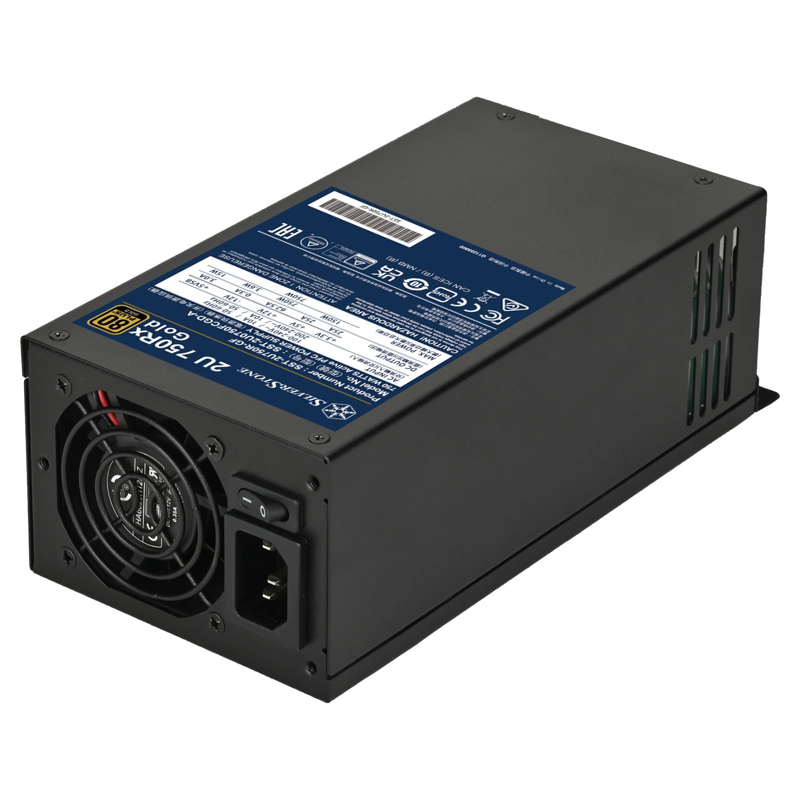 Silverstone PS 2U750RGF 750W 80+ Gold 2U Single form factor 60mm Fan ATX RTL
