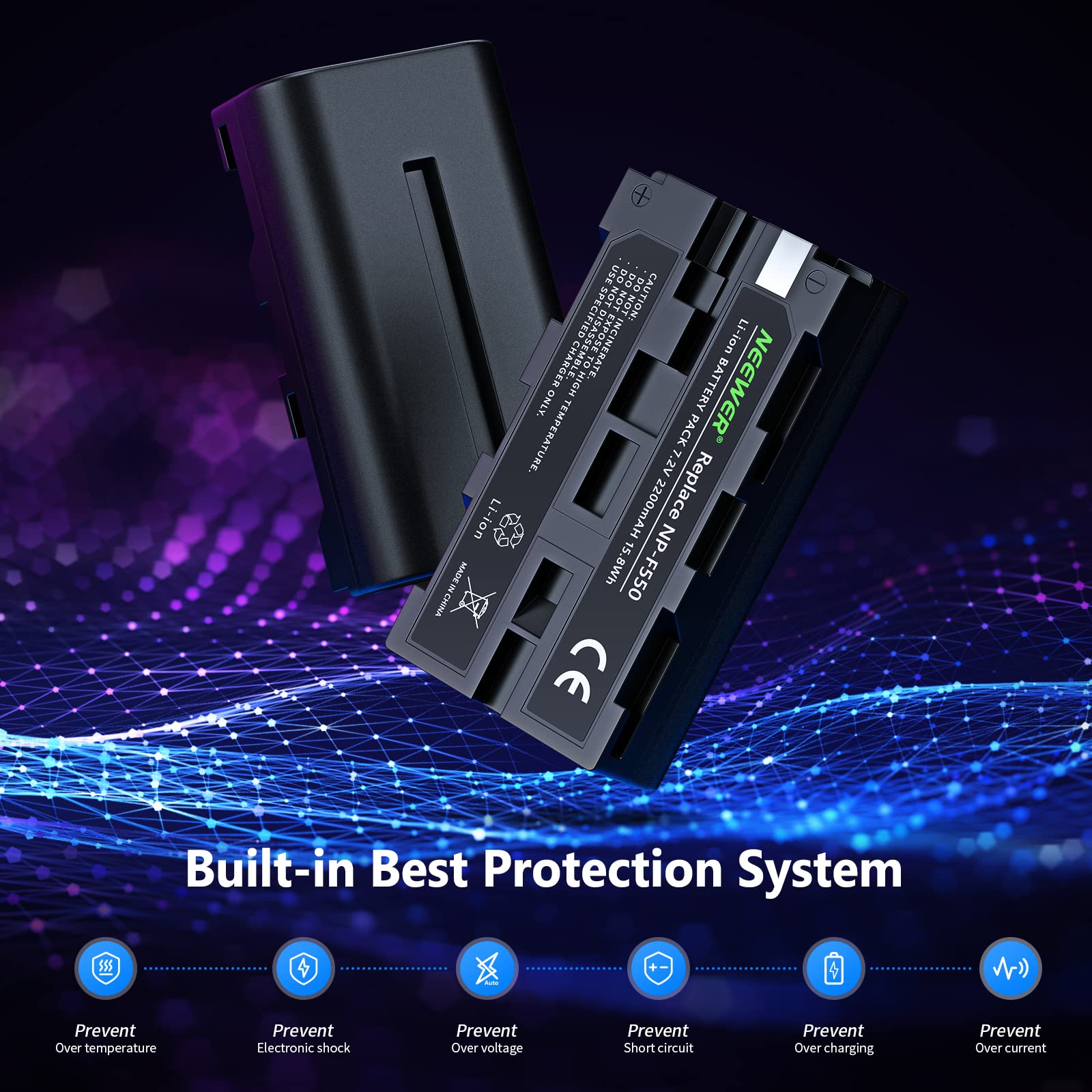 Neewer Rechargeable Li-Ion Battery Replacement For Sony Np-F550/570 Compatible With Field Monitor, Neewer Cn-160 Cn-126 Cn-216 L