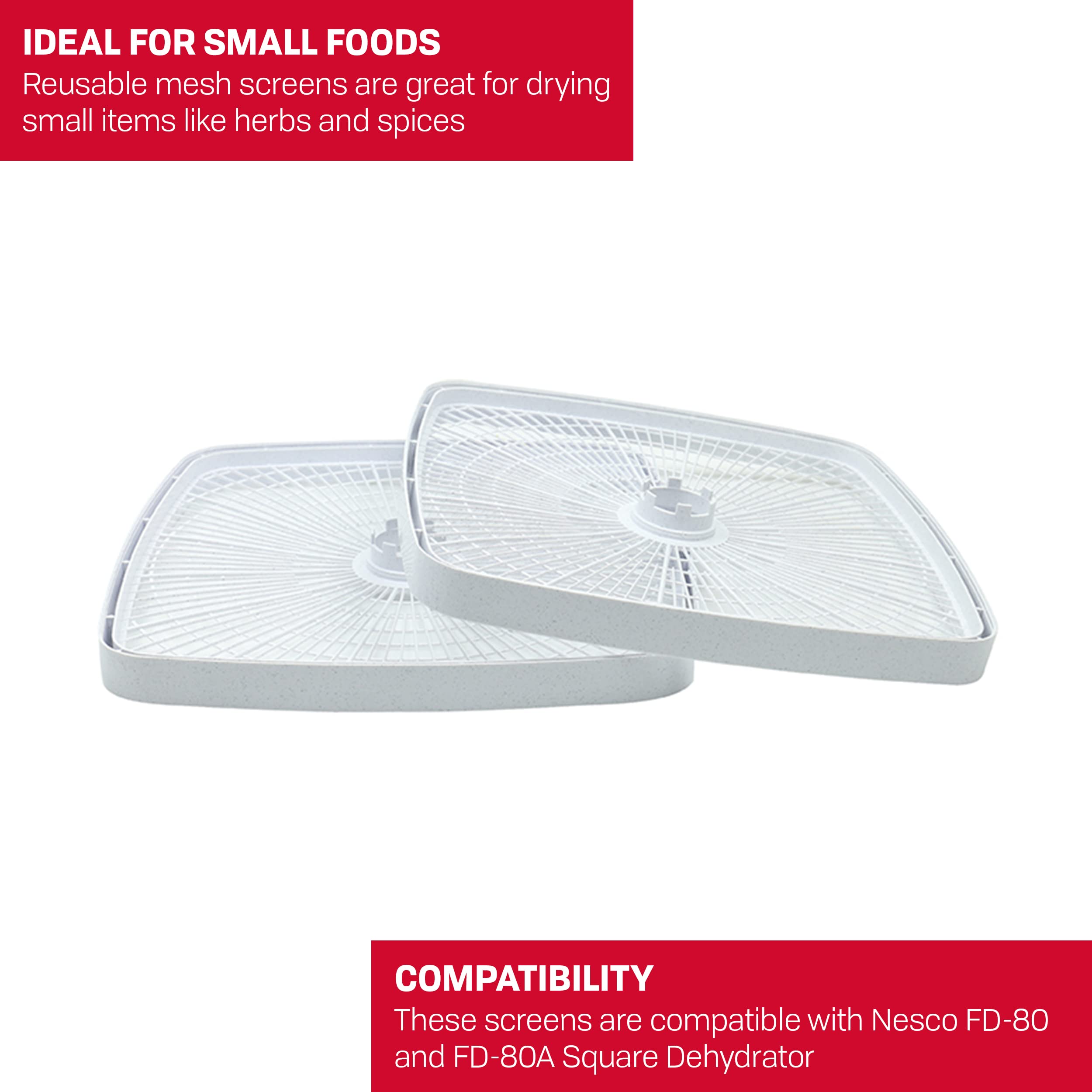 Nesco Sqt 2 Square 14 1/2'' Speckled Plastic Add A Trays, Fd 80 Food Dehydrators, White