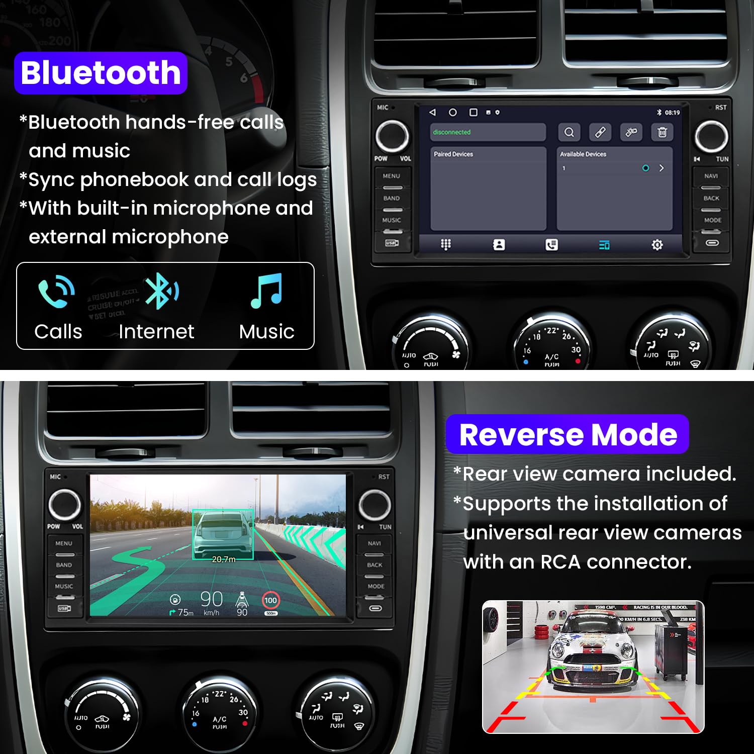 Android 13 Car Stereo For Jeep Wrangler Jk Compass Grand Cherokee Dodge Ram Chrylser, 7''Touchscreen Car Stereo With Bluetooth,B