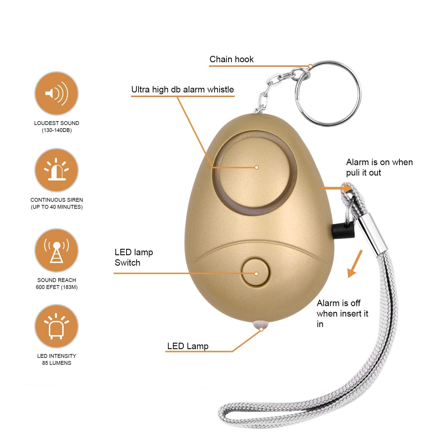 Kosin Safe Sound Personal Alarm, 6 Pack 140Db Personal Security Alarm Keychain With Led Lights, Emergency Safety Alarm For Women