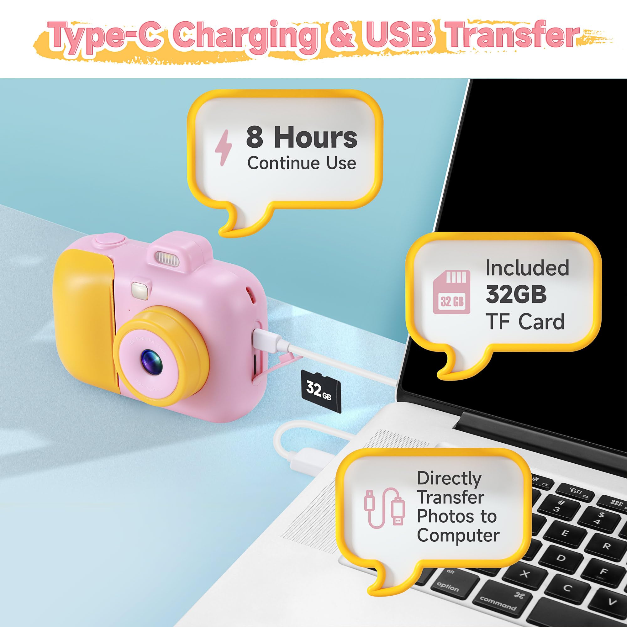 Kids Camera Instant Print For Girls Boys Age 3 12 Kids Toys, 12Mp 1080P Kids Digital Cameras Christmas Birthday Gifts For 4 5 6