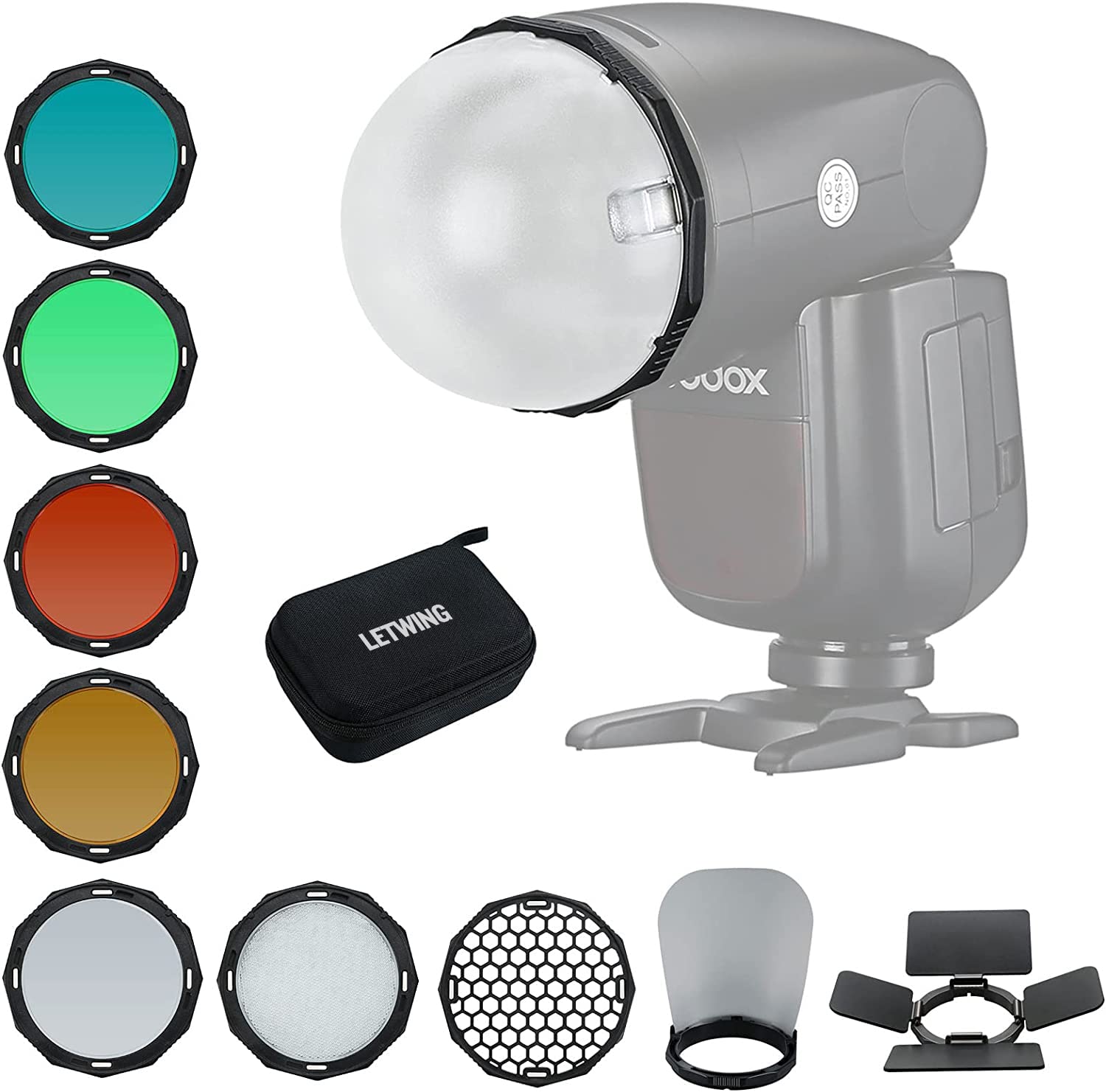 Letwing Tr 09 Magnetic Round Head Flash Accessory Kit For Godox V1 Flash Godox V1 Pro Flash And Godox H200R Godox Ad200 Ad200Pro