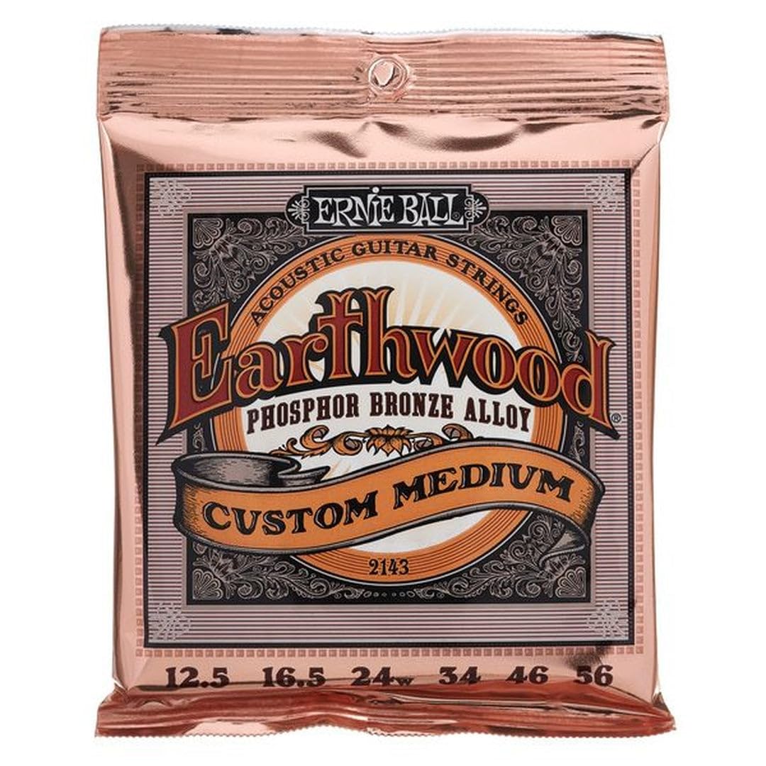 Ernie Ball Earthwood Custom Medium Phosphor Bronze Acoustic Guitar Strings, 12.5 56 Gauge (P02143)