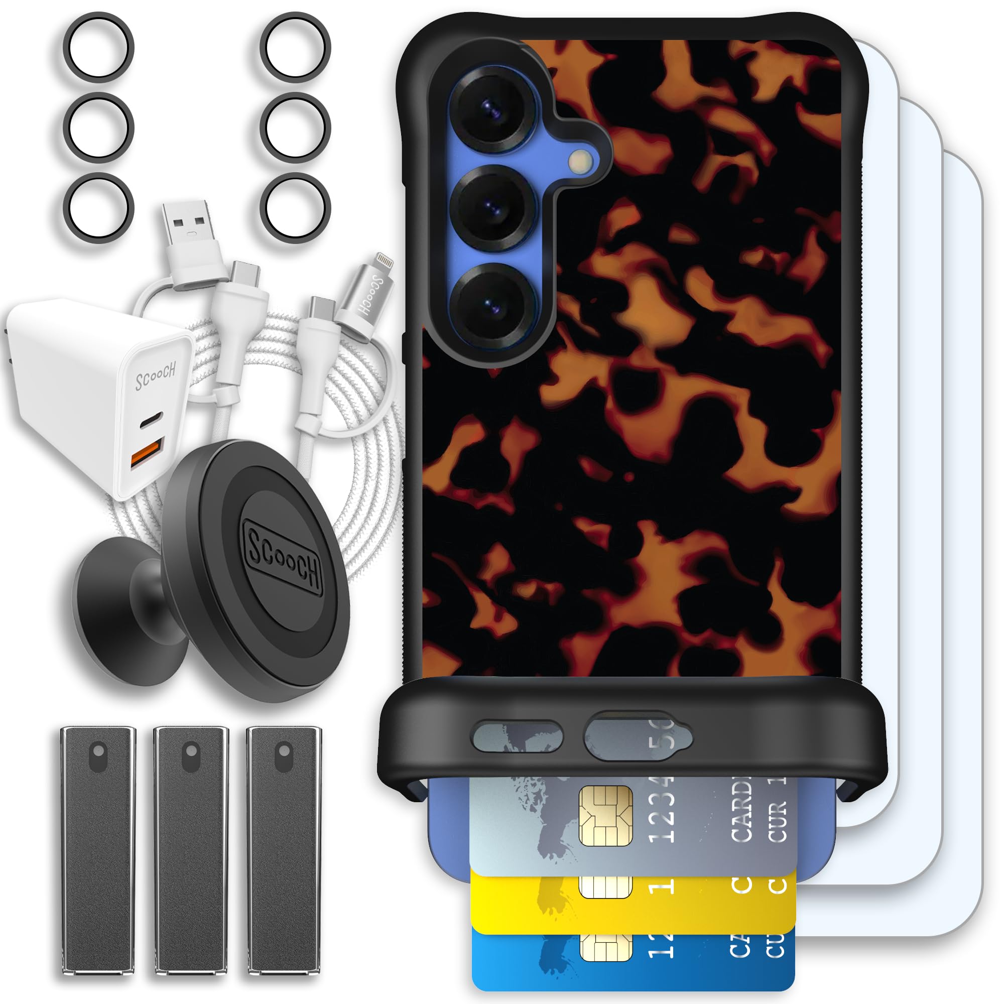 Scooch Wingmate for Samsung Galaxy S25 [Ultimate Bundle] with 3 Tempered Glass Screen Protectors, 2 Camera Lens Protectors, Wing