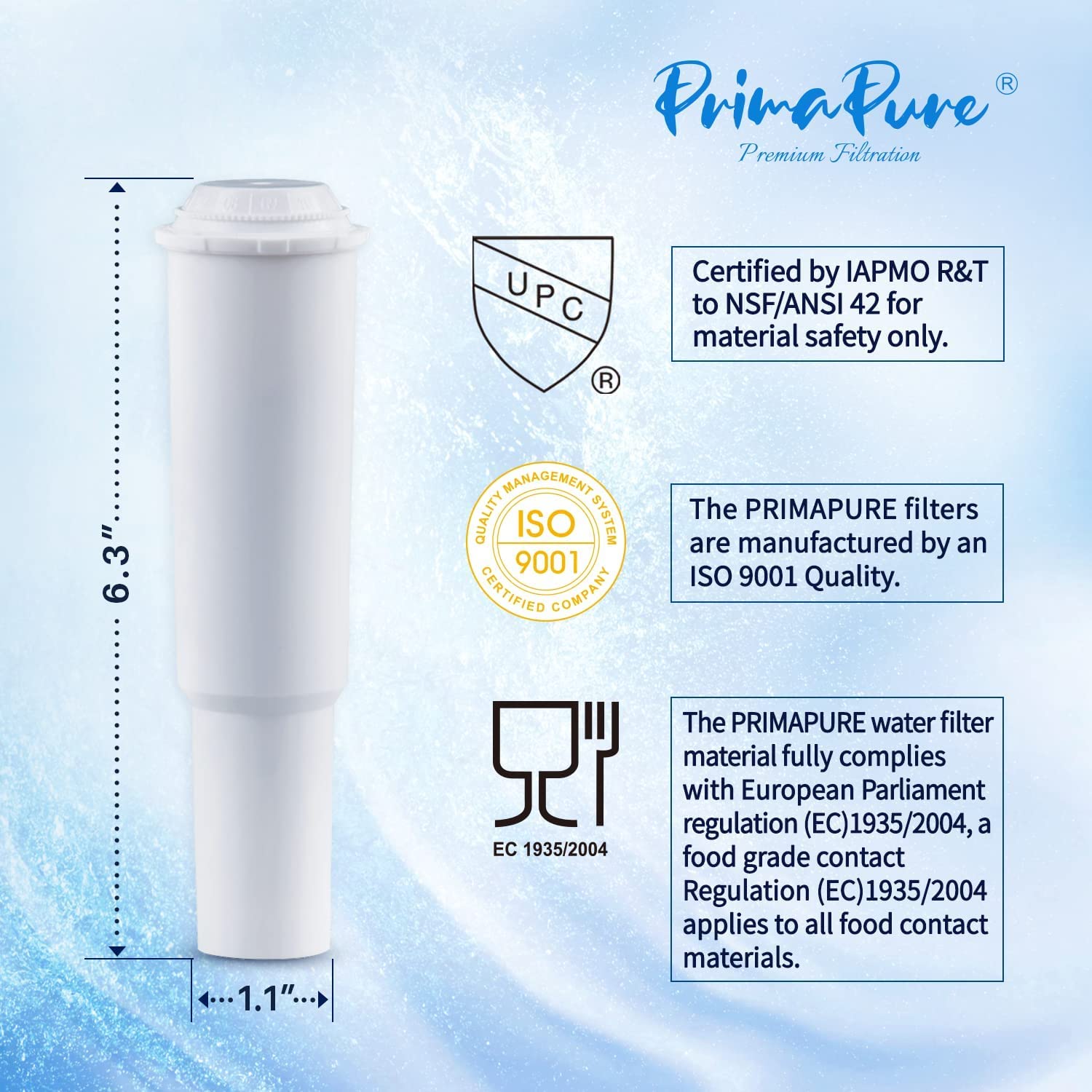 4 Pack Primapure Espresso Coffee Machine Water Filter Replacement For Jura Clearyl White 64553 Certified To Nsf/Ansi 42 By Iapmo