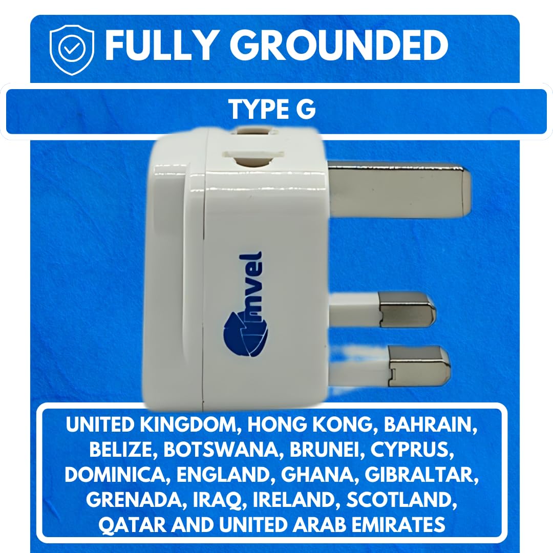 Tmvel Universal International Power Adapter 2 In 1 Uk Travel Plug Converter For Type G   Ideal For United Kingdom, Ireland, Grea