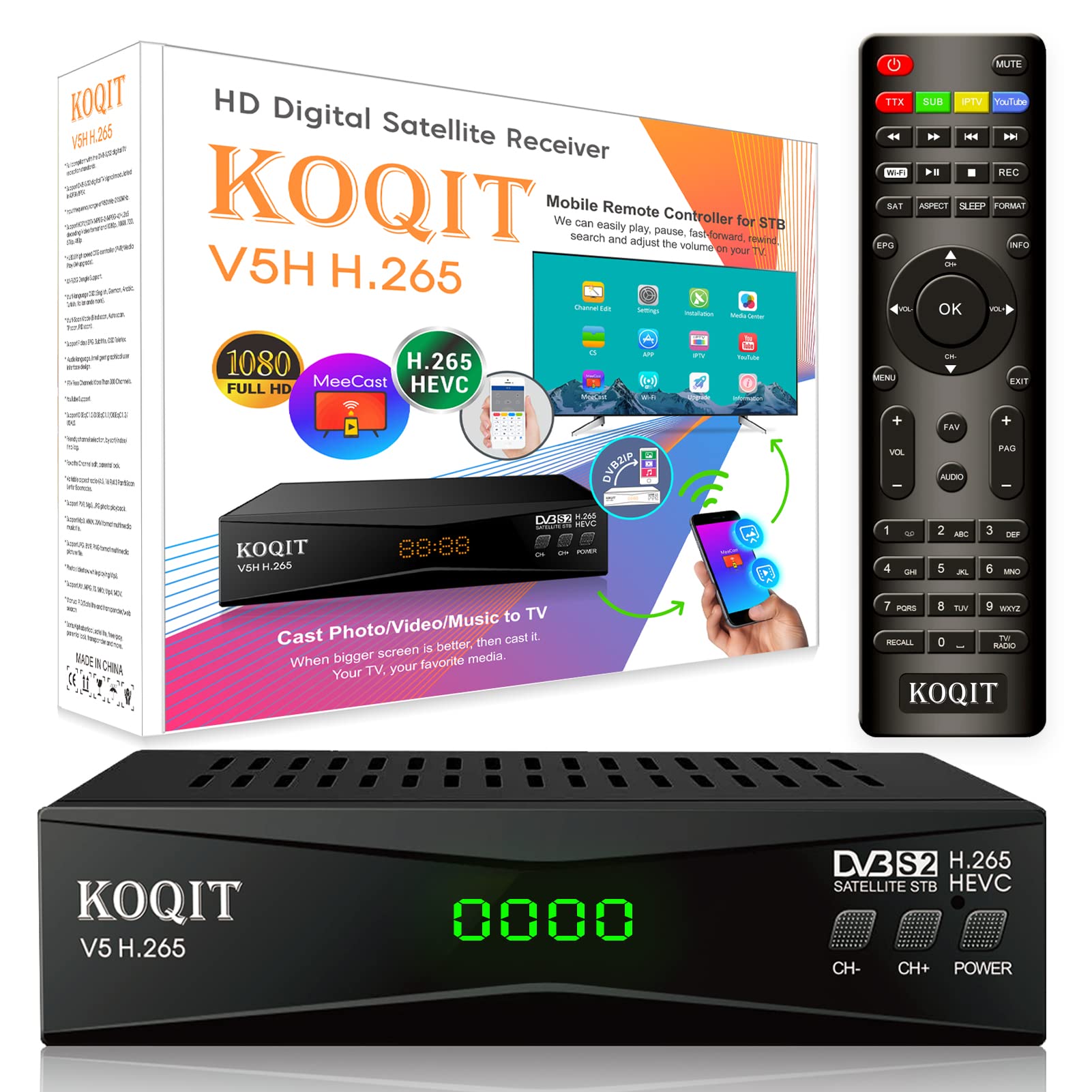 Koqit V5H H.265 Free To Air Fta Satellite Receiver Dvb S2 Satellite Tv Receiver Hevc Dvb S2 Galaxy 19 Receivers Sat Dvb Finder M