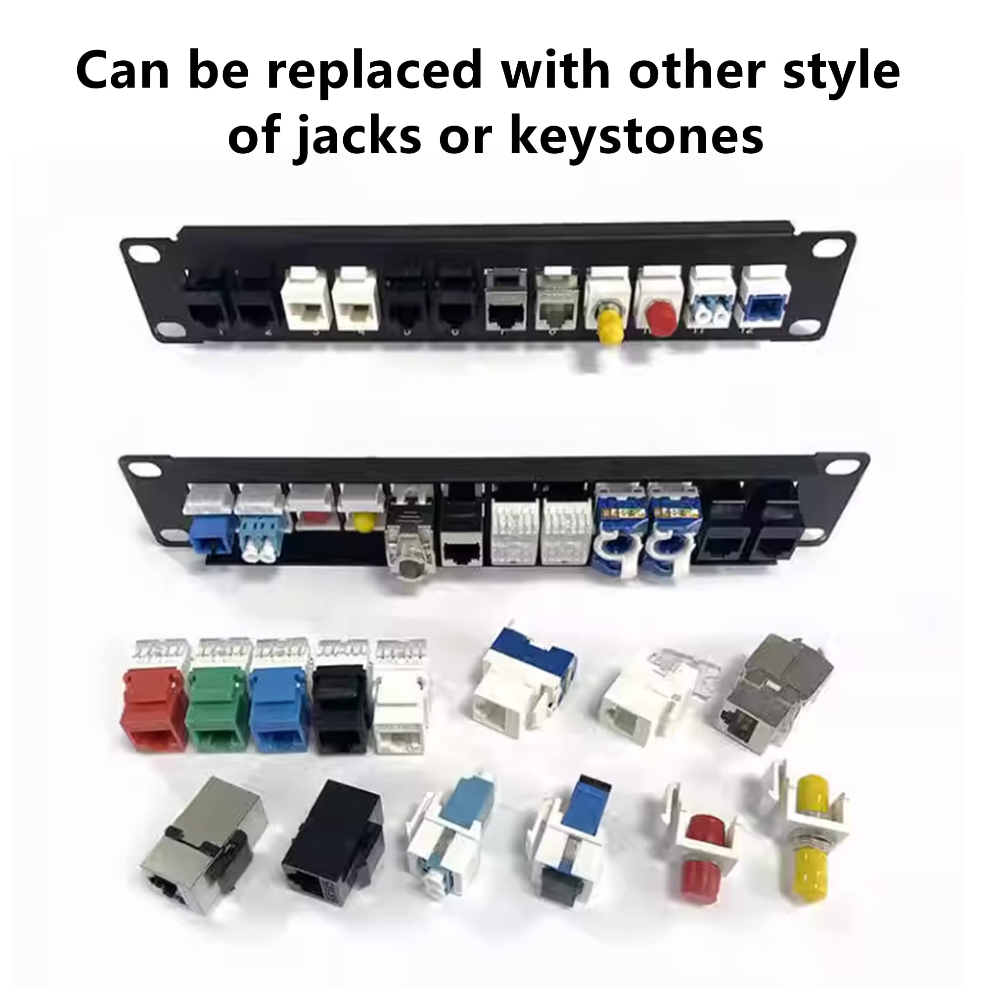 Yankok [Cat5 12 Port Feed Through Patch Panel] 10In. 1U With Built In Pass Thru Inline Coupler Supports Back Cat5/5E Rack Wall M