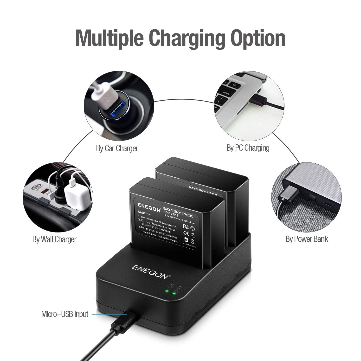 Enegon Vb18, Li Ion Battery Vb18 (2 Pack) & Dual Usb Charger For Godox V850 V850Ii V860 V860C V860N V860Ii V860Ii N V860Ii C V86