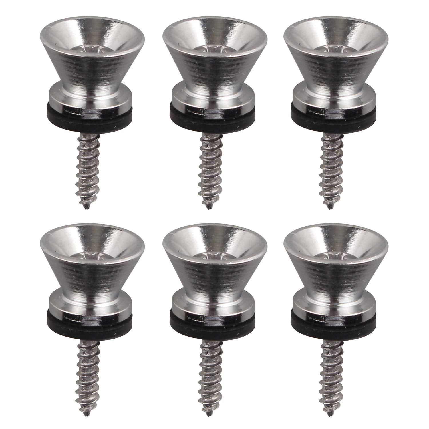 6PCS Guitar Strap Button End Pins Metal Vintage Style Compatible with Fender Guitar and Electric Acoustic Bass Instrument  Silv