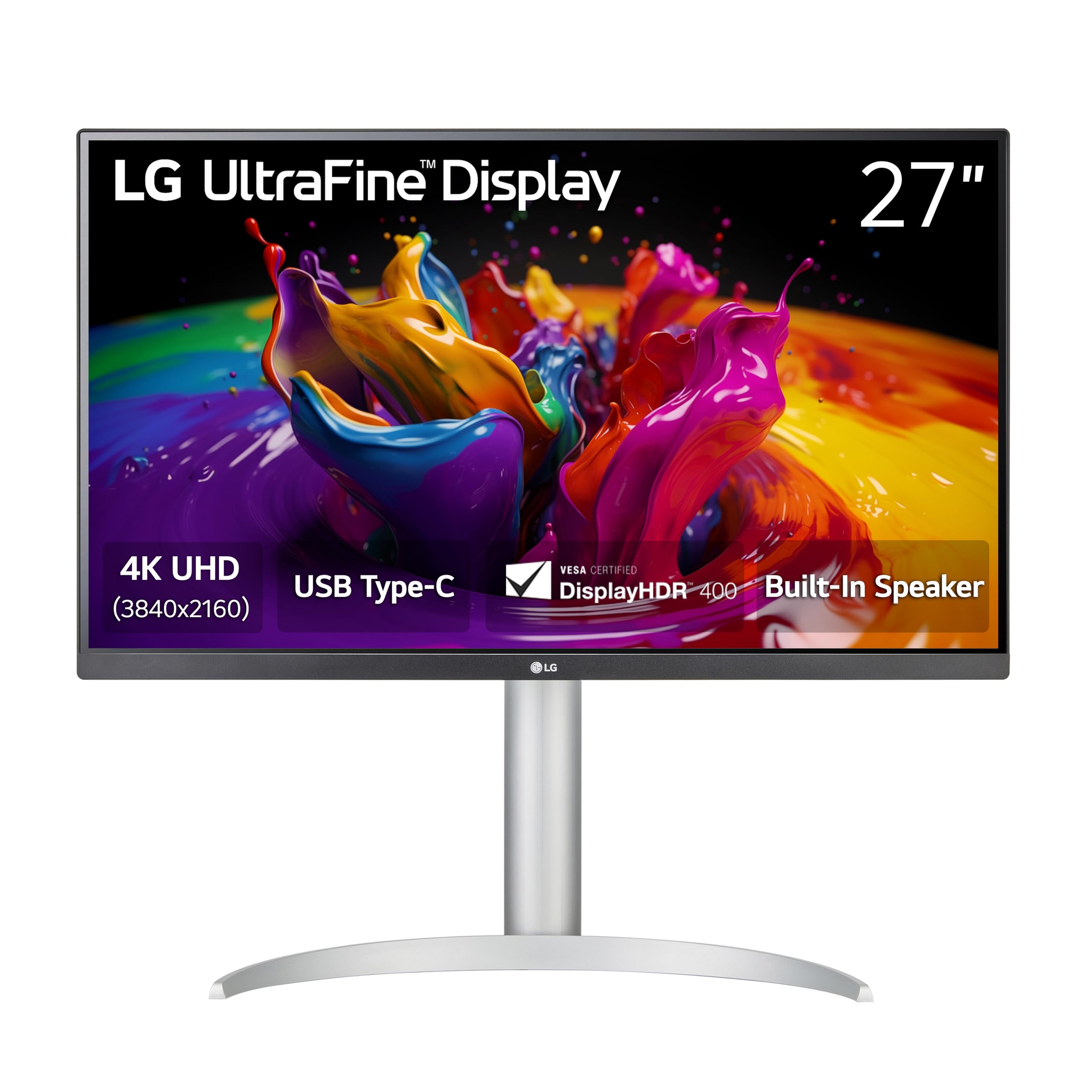 Lg 27Up850K W 27 Inch Ultrafine 4K Uhd (3840 X 2160) Ips Computer Monitor, 60Hz, 5Ms, Displayhdr 400, Built In Speaker, Hdmi, Di