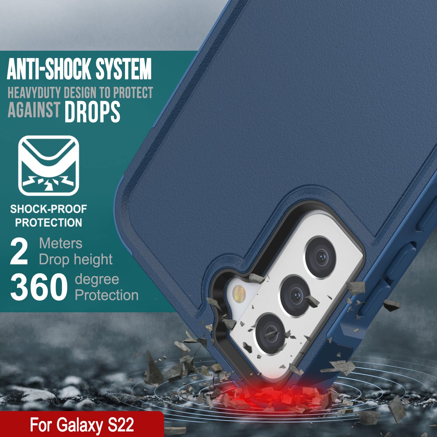 Punkcase Galaxy S22 Case [Spartan 2.0] Clear Rugged Heavy Duty Cover | Ultra Slim Military Grade Protection W/Raised Bezel Desig