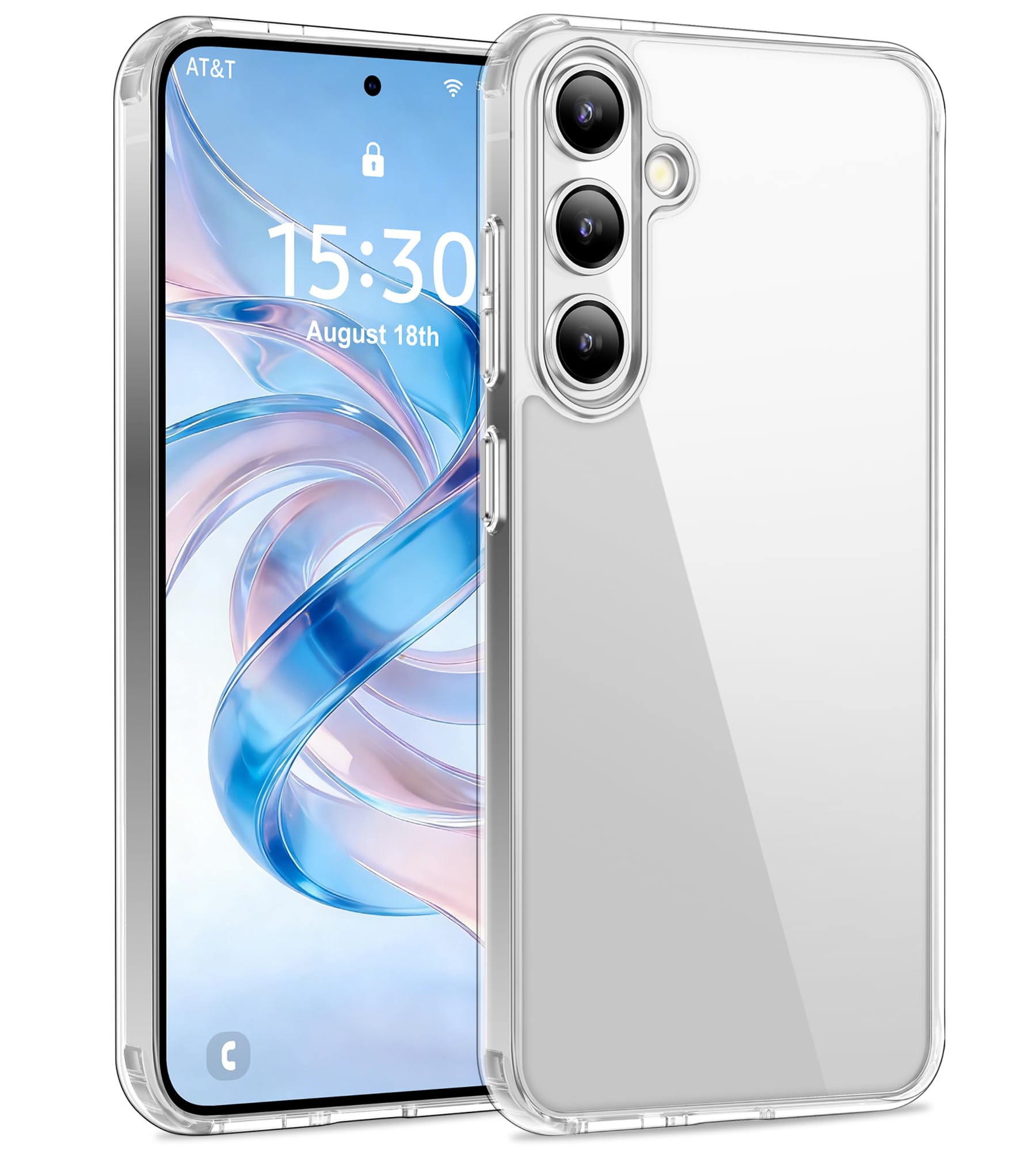 USLAI Case for Samsung Galaxy S24+ Plus, Anti-Yellowing, Crystal Clear Back, Shockproof & Military-Grade Drop Protection - Trans