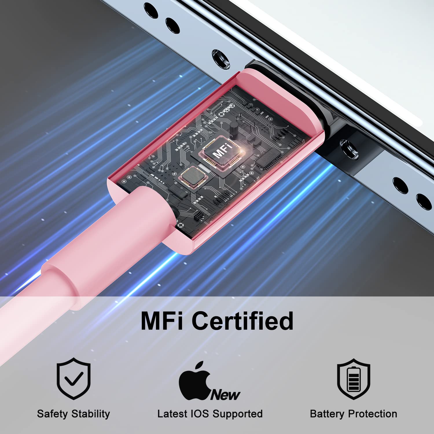 2Pack For Apple Iphone14 Pro Max Fast Charger Cable Pink 6Ft [Apple Mfi Certified], Usb Type C To Lightning Cable 6 Foot Apple I