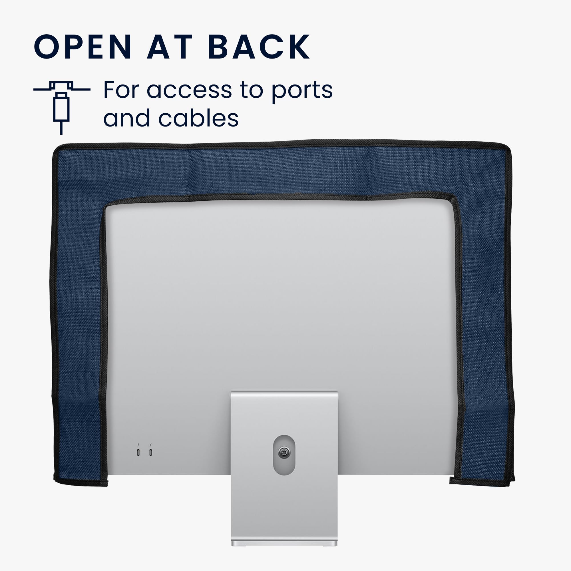 Kwmobile Dust Cover For 20-22 Monitor - Linen Monitor Display Protector - Protect Your Computer Screen - Blue Grey