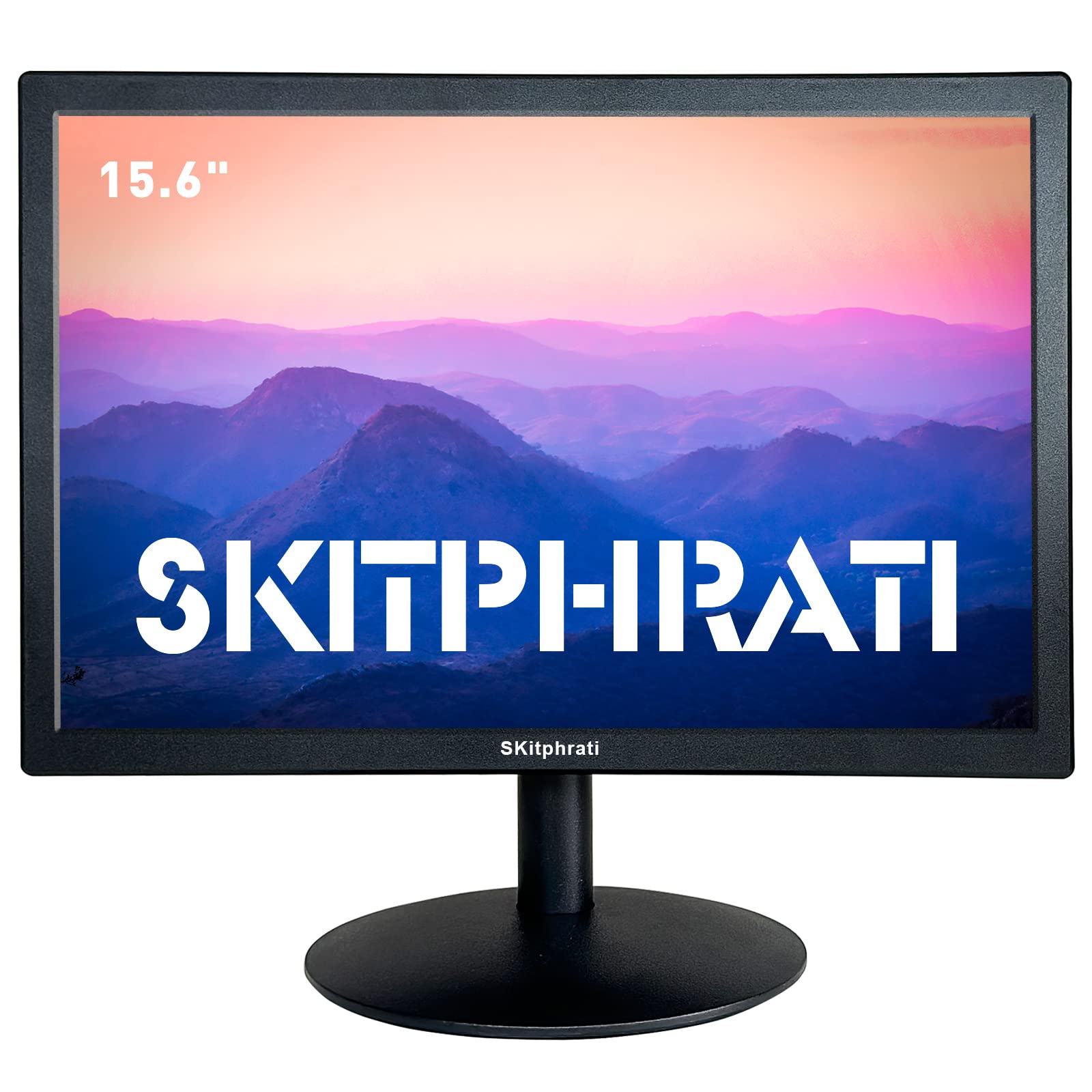 Skitphrati 15.6 Inch Small Pc Monitor, Fhd Va 1080P Desktop Display With 1920X1080 99% Srgb Hdmi Vga Ports, Vesa Mounting, Led M