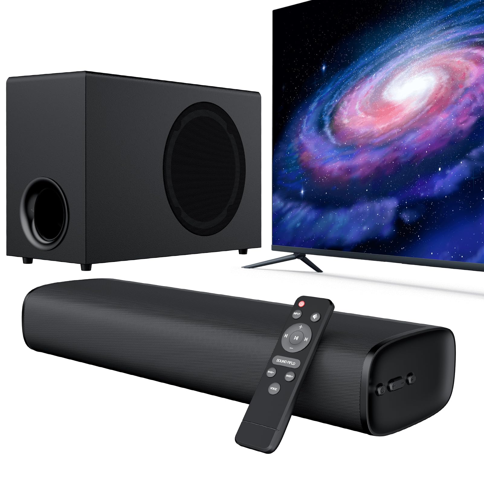 Vibeadio Sound Bar For Smart Tv With Subwoofer, Bluetooth Sound Bar For Smart Tv, Mini Soundbar With Arc/Optical/Aux/Bluetooth C