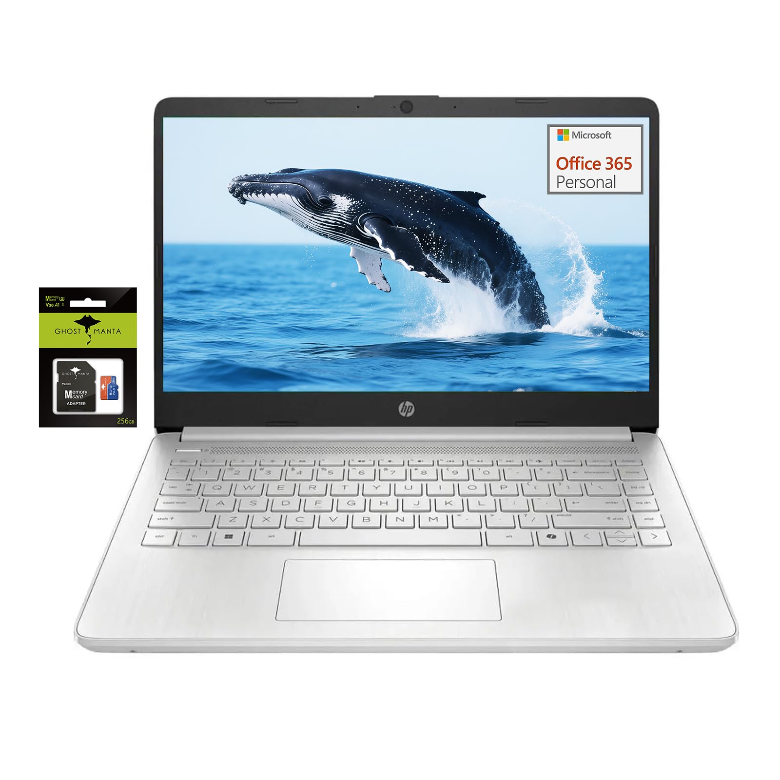 HP 14 Student-Laptop with Copilot AI office365, Quad Core Intel Processor N150(Up to 3.6GHz) 8GB RAM 384GB Storage(128GB UFS + 2