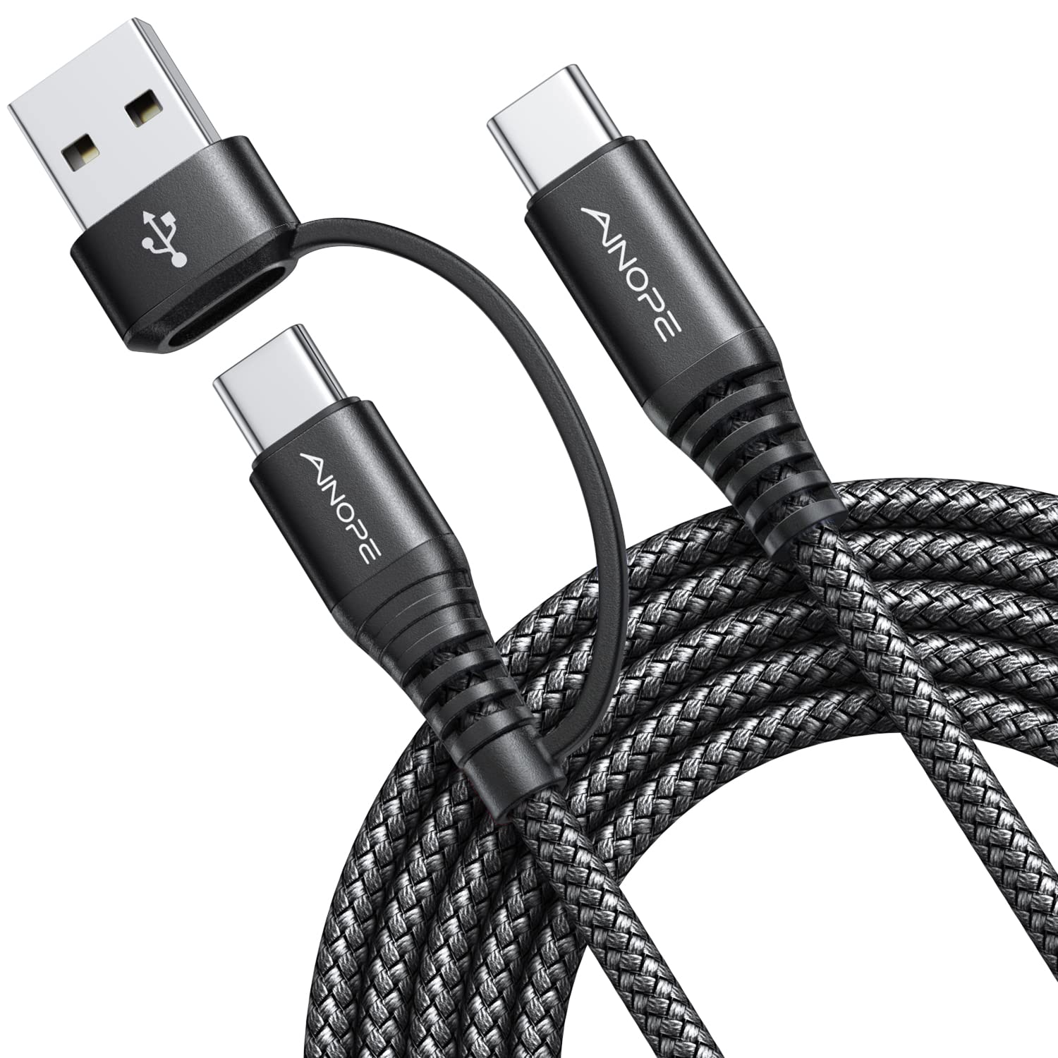 AINOPE USB C to USB C Cable, 10 FT USB C Cable Fast Charging with USB to USB C Adapter, 60W USB to USBC Cable for iPhone 17 Pro 