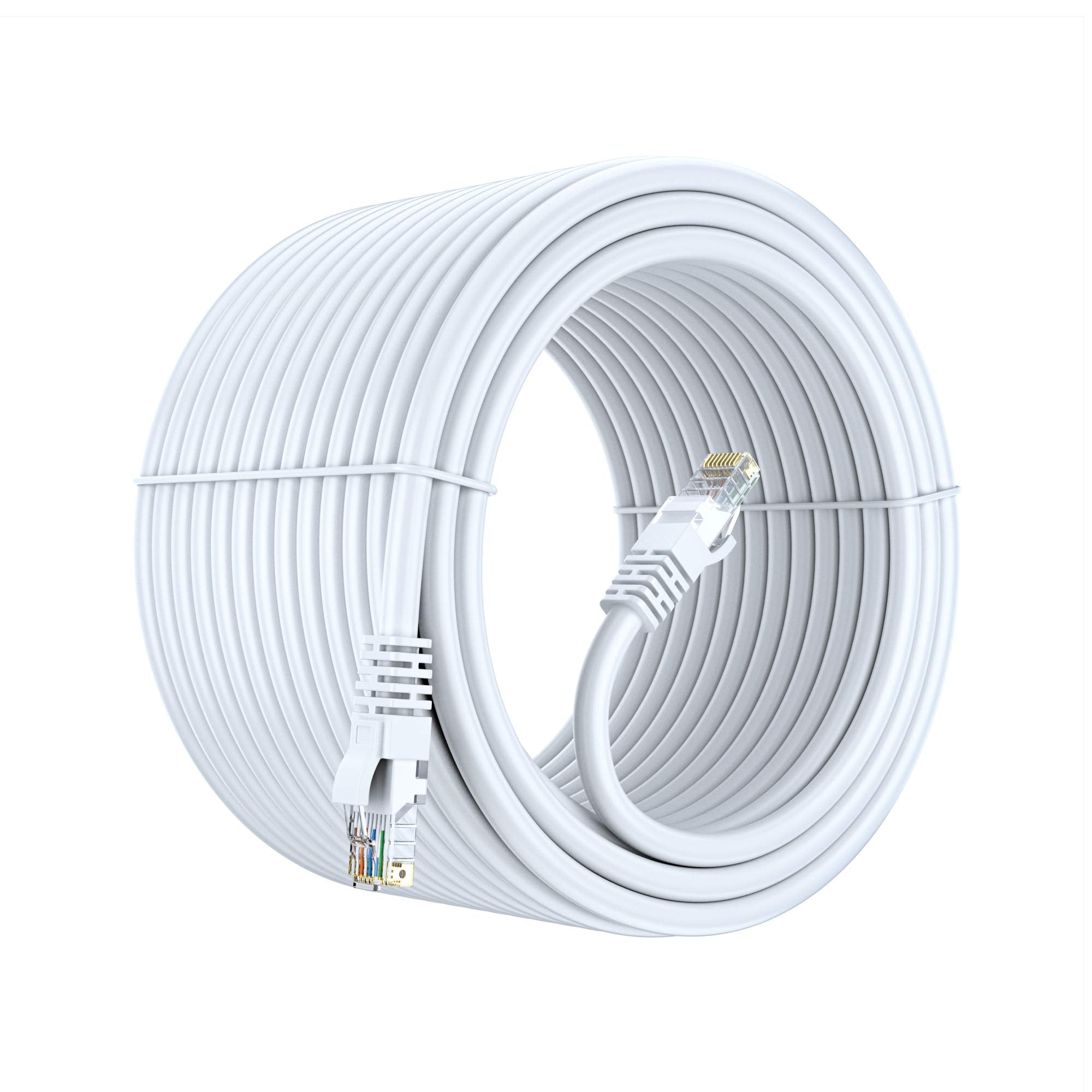 Maximm Cat 6 Ethernet Cable 200 Ft, 100% Pure Copper, Cat6 Cable Lan Cable, Internet Cable, Patch Cable And Network Cable   Utp (White) 200 Feet