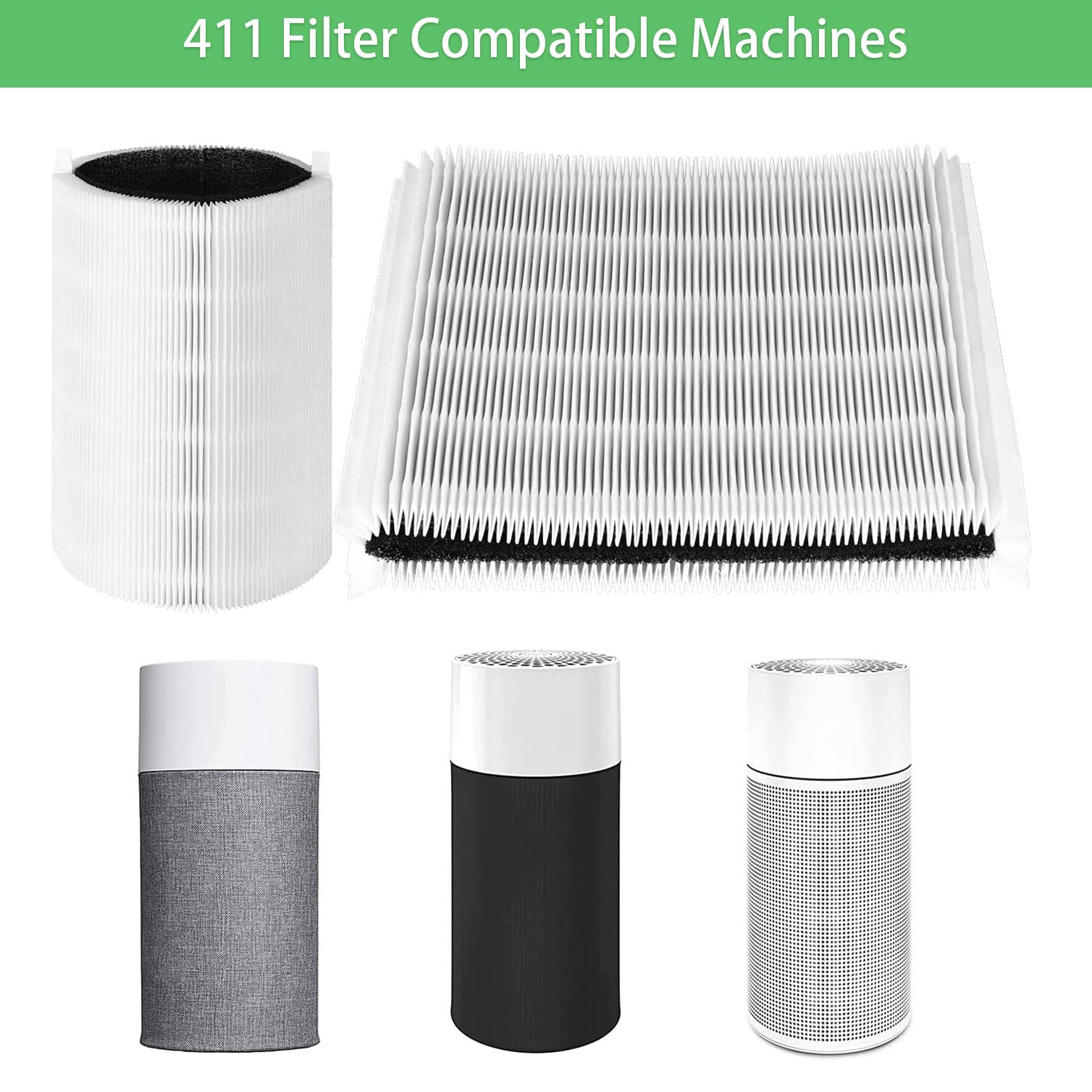 Laukowind Replacement Filters For Blueair Blue Pure 411 411+ Auto Mini   Hepa Parts With Silent Activated Carbon, Fit For Cleane