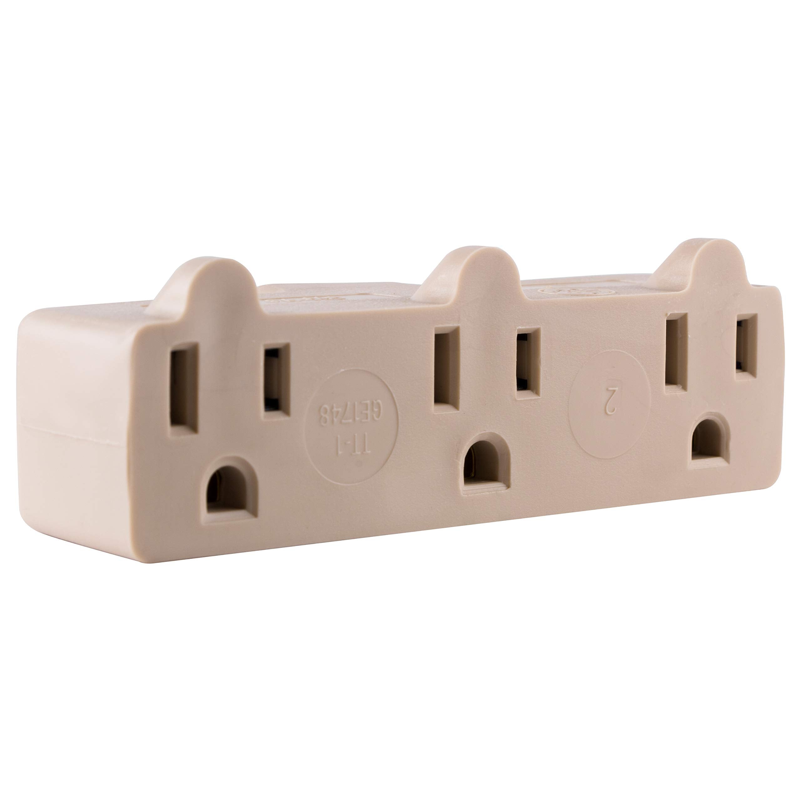 Ge 3 Outlet Extender, Grounded Wall Tap, 3 Prong, Multiple Plug, Power Splitter, Cruise Essentials, Use For Home Office School D