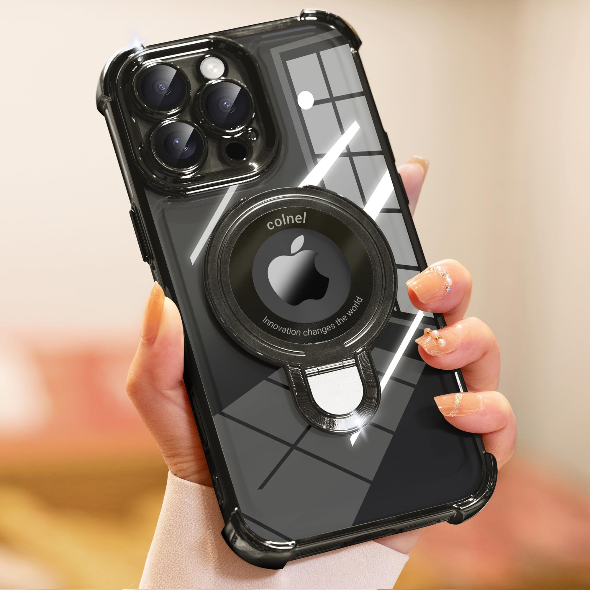 Chiclady For Iphone 16 Pro Max Case With Integrated Lens Protection, [Foldable Stand & Ring Holder] [Compatible With Magsafe], G