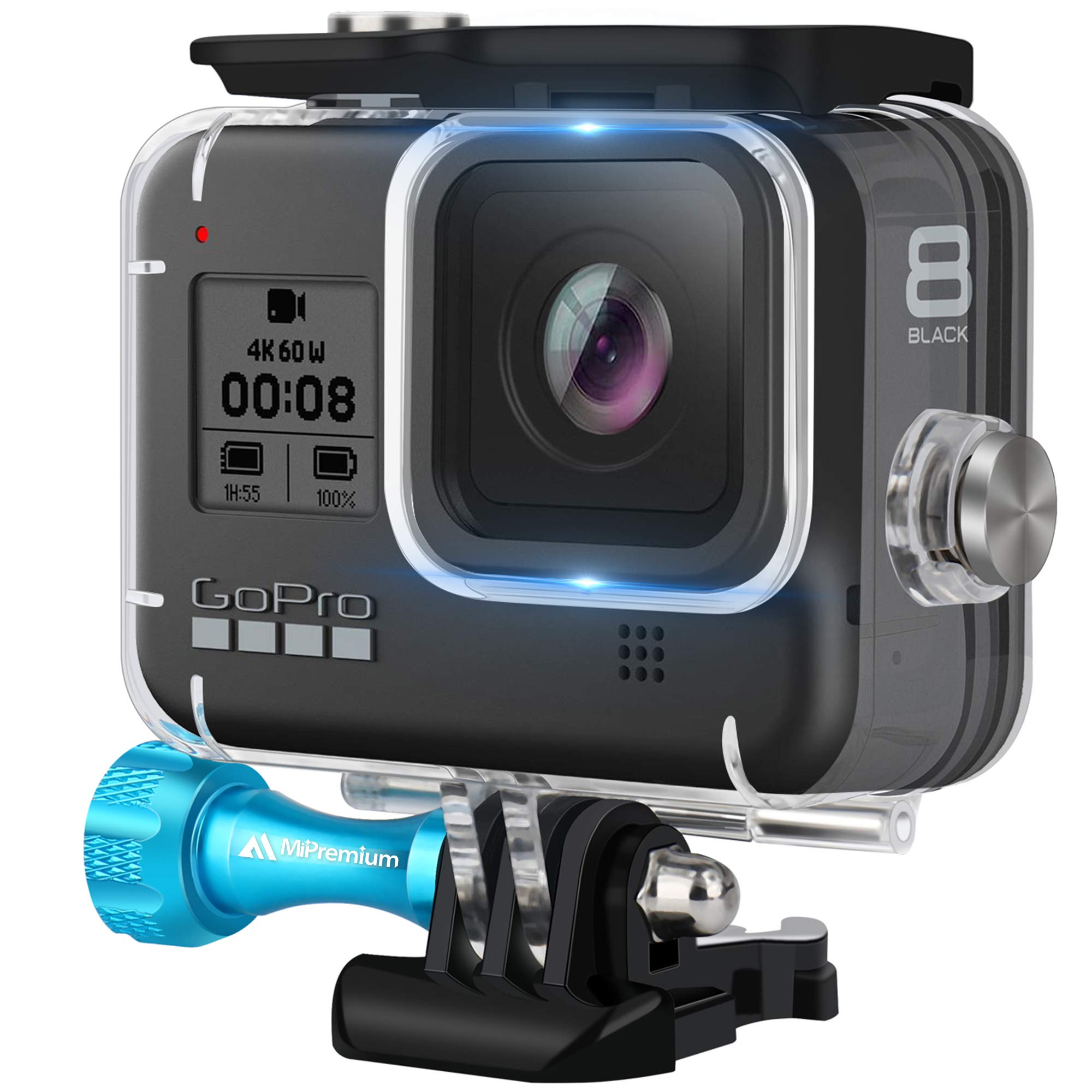 Mipremium Waterproof Housing Case For Gopro Hero 8 Black. Underwater Protective Diving Shell Cage Mount Accessories With Alumini