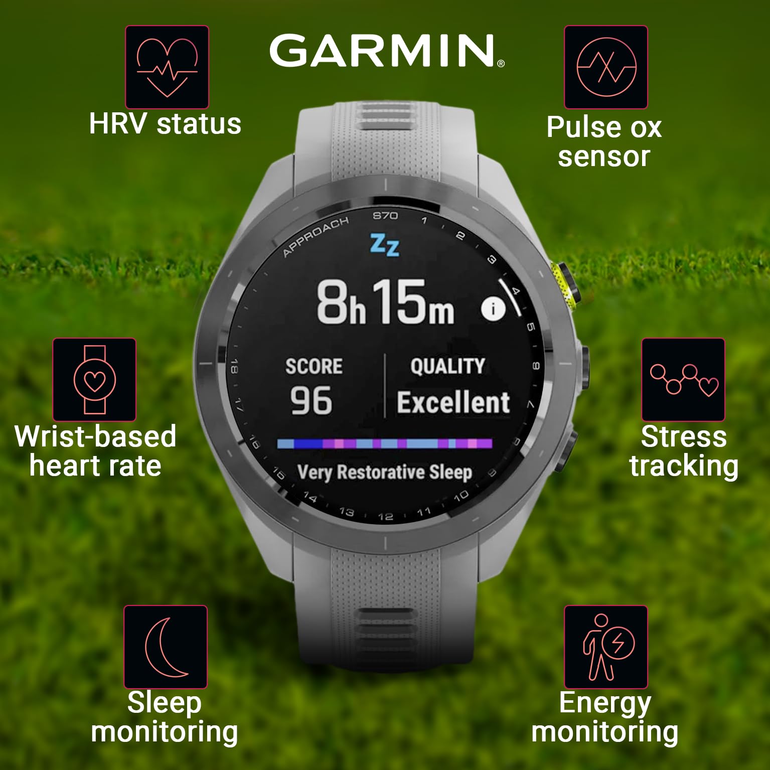 Wearable4U - Garmin Approach S70: Ceramic 42 Mm Golf Smartwatch|1.2 Amoled Display Up To 10 Days Battery Life, Multisport High-P