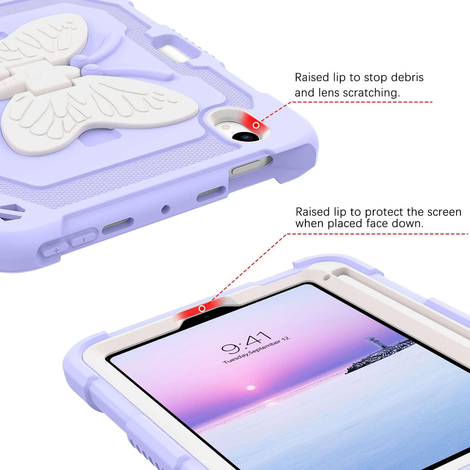 Bentoben For Ipad Mini 7 A17 Pro Case, For Ipad Mini 7Th/6Th Generation Case (2024/2021) With Pencil Holder Kickstand Heavy Duty