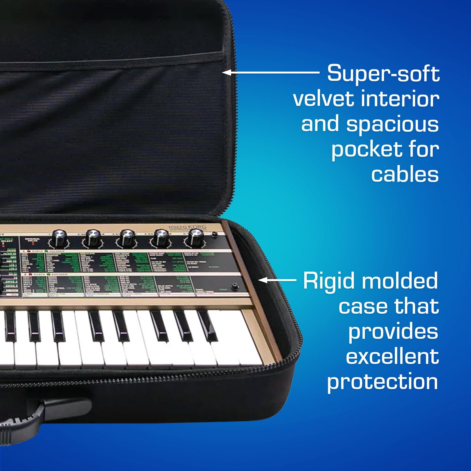Analog Cases Korg Microkorg/Microkorg 2 / Microkorg Xl+ Case - Custom-Fitted Compact Pulse Hard Case For Travel