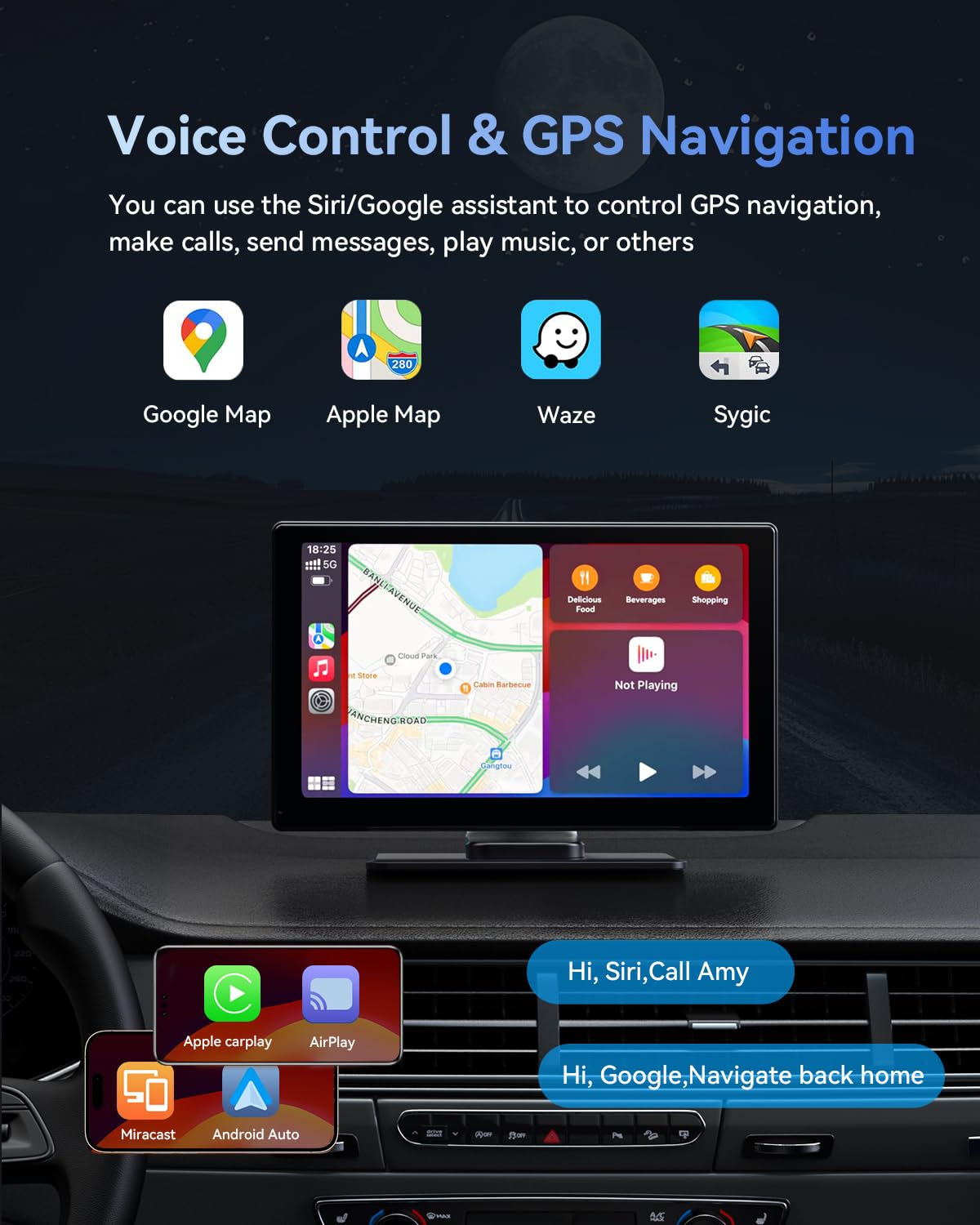 Portable Carplay Screen For Car, Vuddig 4K Dash Cam, Wireless Carplay Screen & Android Auto, 9'' Touchscreen Car Audio Receivers