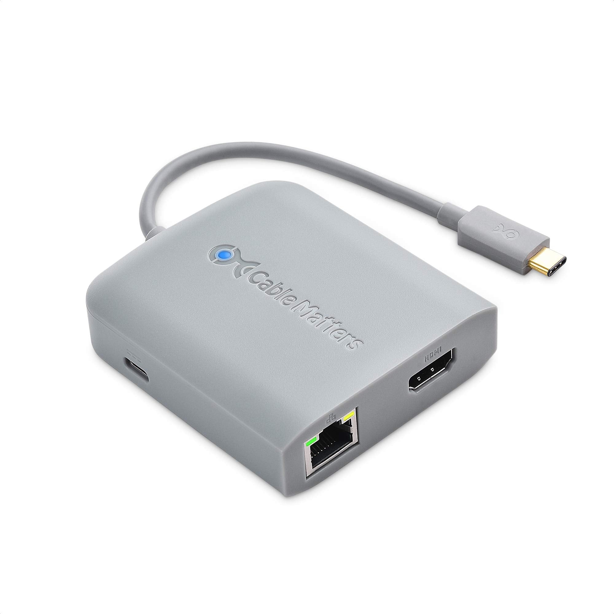 [Works with Chromebook Certified] Cable Matters USB C Hub Multiport Adapter with 4K HDMI, 2X USB 2.0, 480Mbps Ethernet, and 60W 