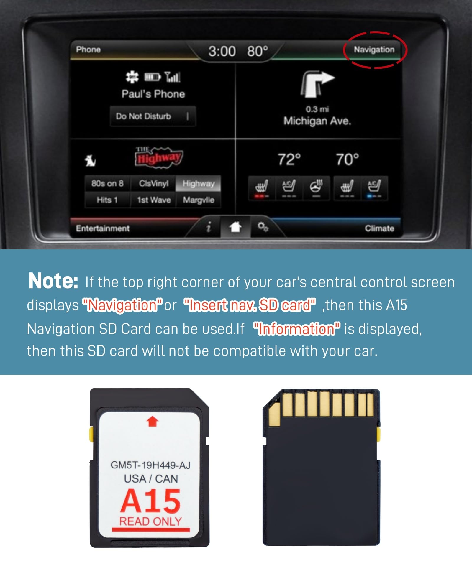 2024 Latest Version A15 Navigation Sd Card Fits For Ford/Lincoln,Sync Usa/Canada,Updated A15 Gm5T 19H449 Aj