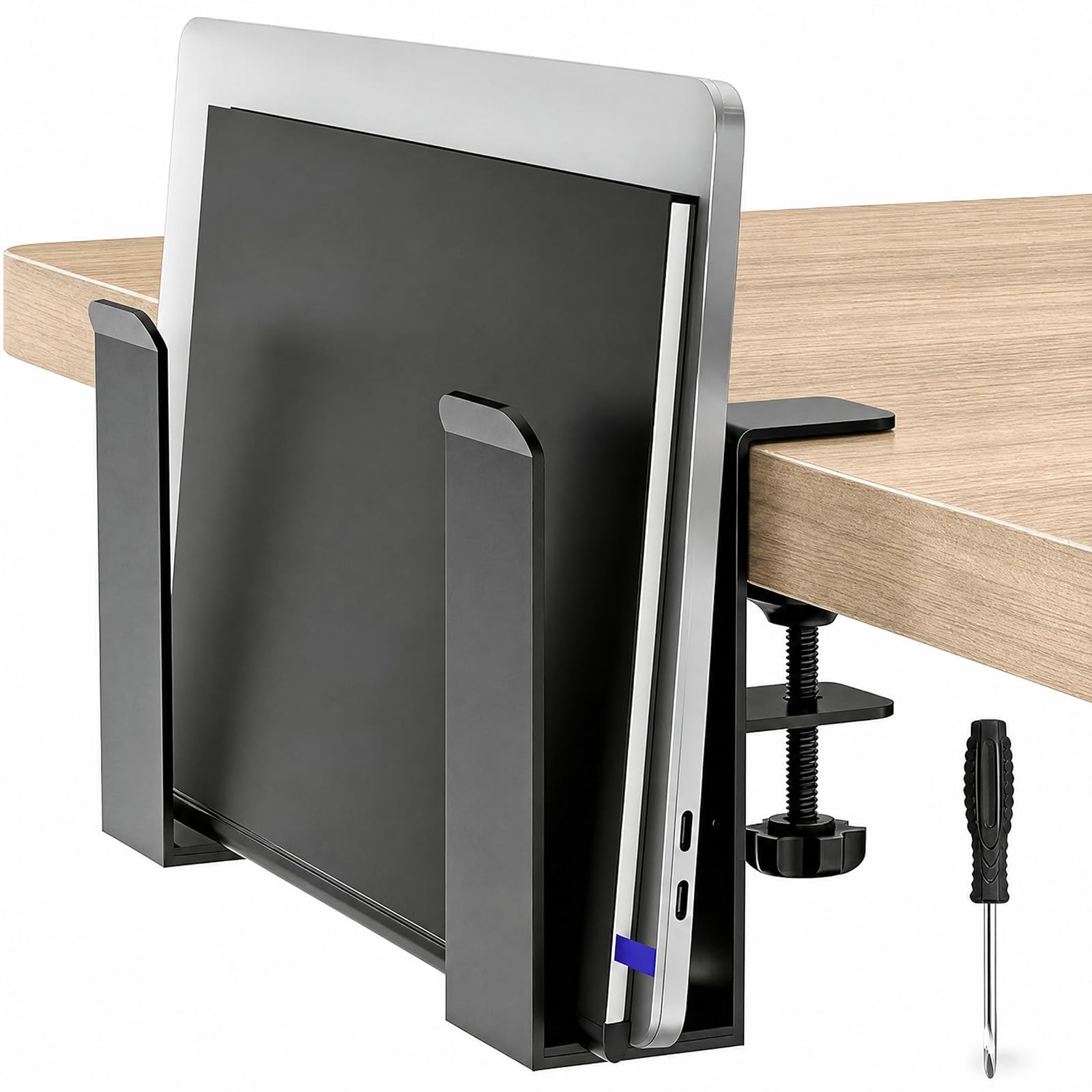 FUXIZWCDO Desk Side Laptop Mount,Metal Hanging Adjustable Side Laptop Mount,No Drilling Siding Table Organizer for Office Home T