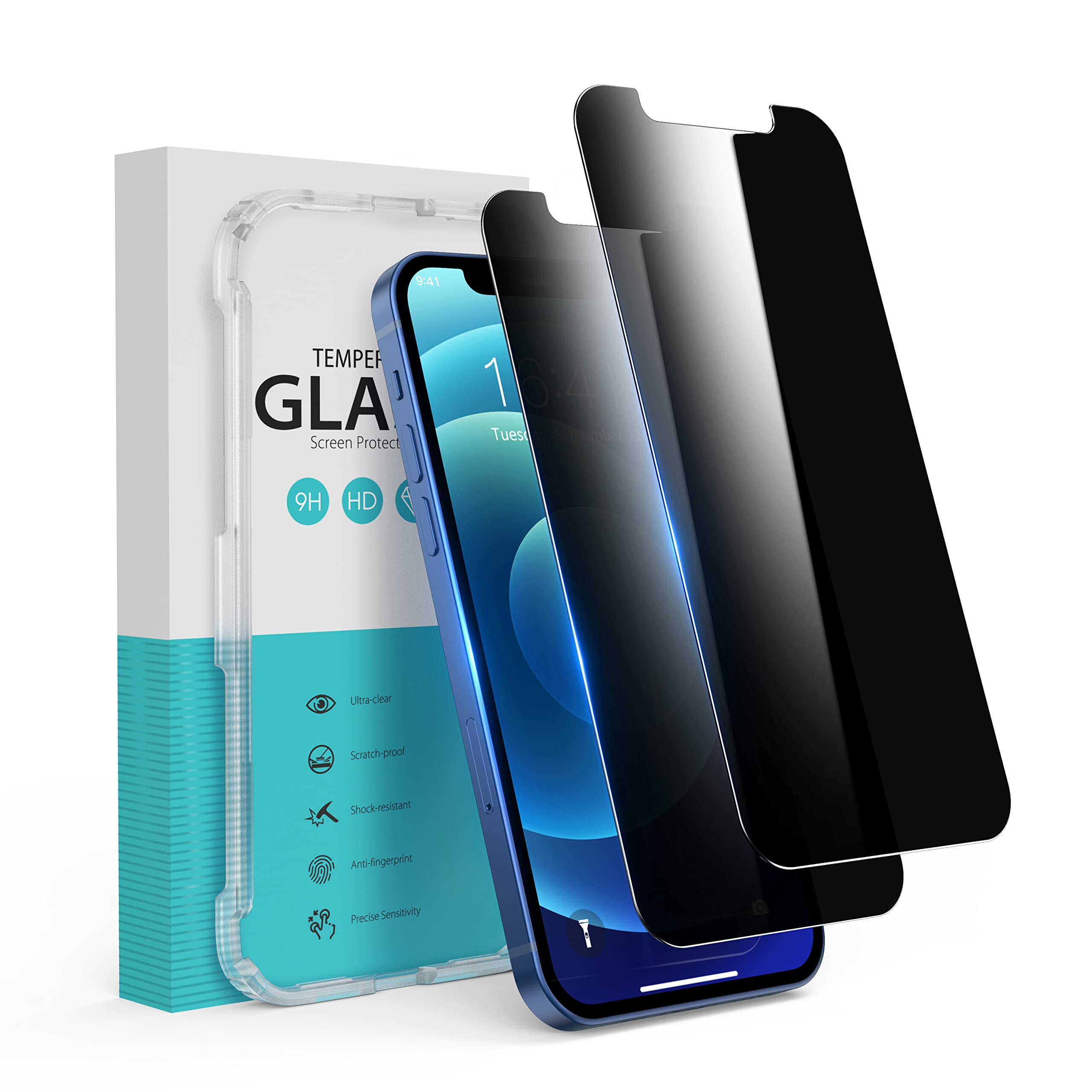 Syncwire Privacy Screen Protector For Iphone 12 Pro Max, Anti Spy Shatterproof Tempered Glass [True 28Anti Spy] [9H Hardness] [E