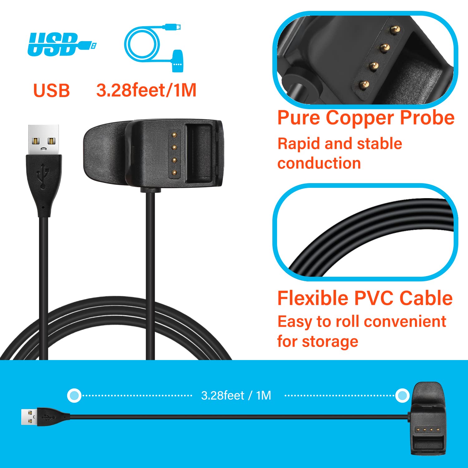 Kelefet Charging Clip Charger For Garmin Tt15Mini T5Mini Tb10 Pt10 Pt6 For Garmin Sport Pro Series 3/4 Inch Collar Strap For Pt