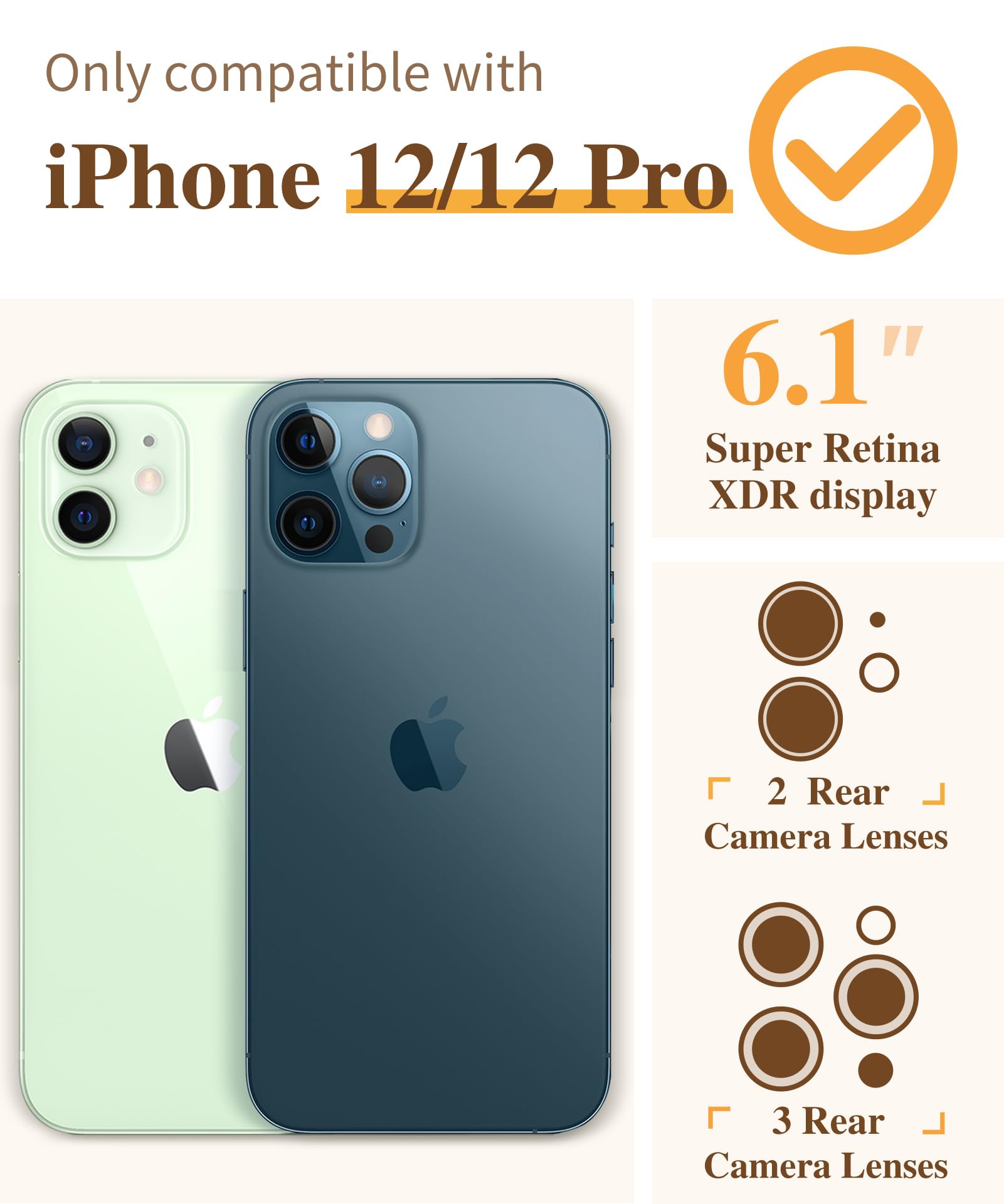 Gviewin For Iphone 12 Case And Iphone 12 Pro Case With Screen Protector + Camera Lens Protector, Clear Floral Flexible Tpu Shock