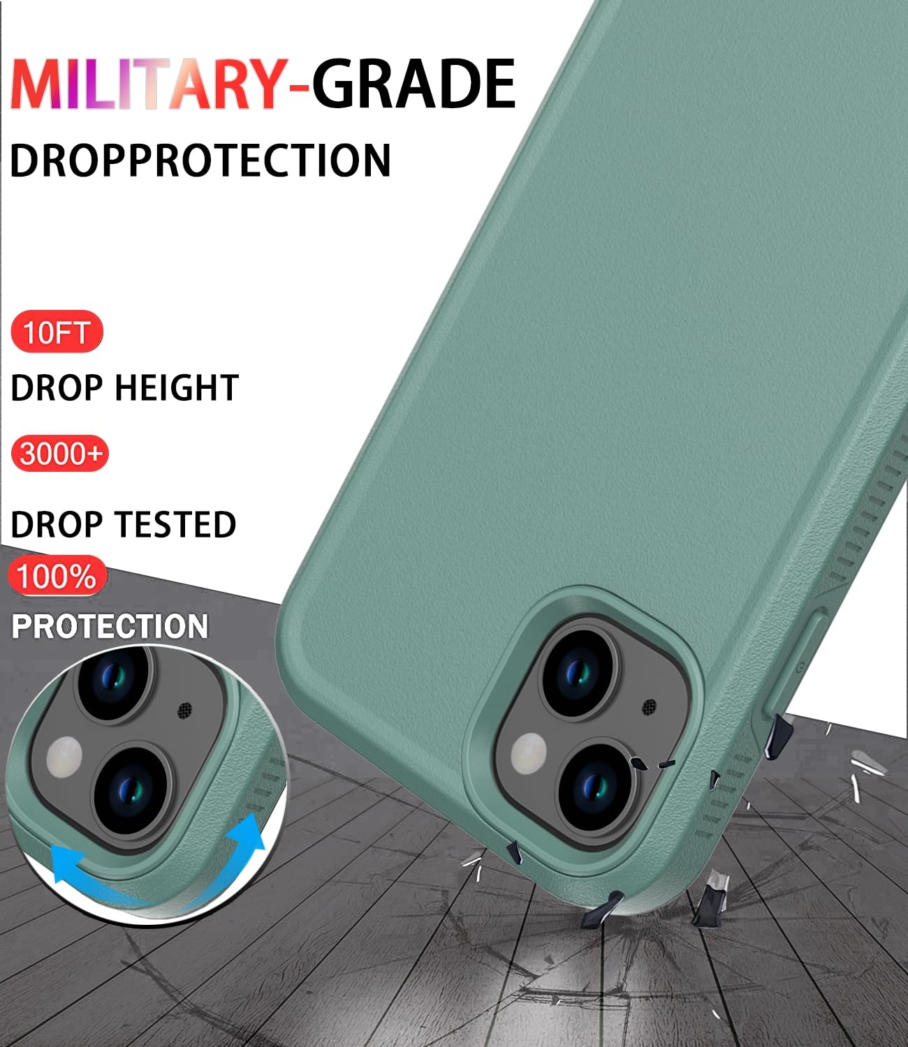 Diverbox For Iphone 14 Case [Shockproof] [Dropproof] [Tempered Glass Screen Protector ],Heavy Duty Protection Phone Case Cover F