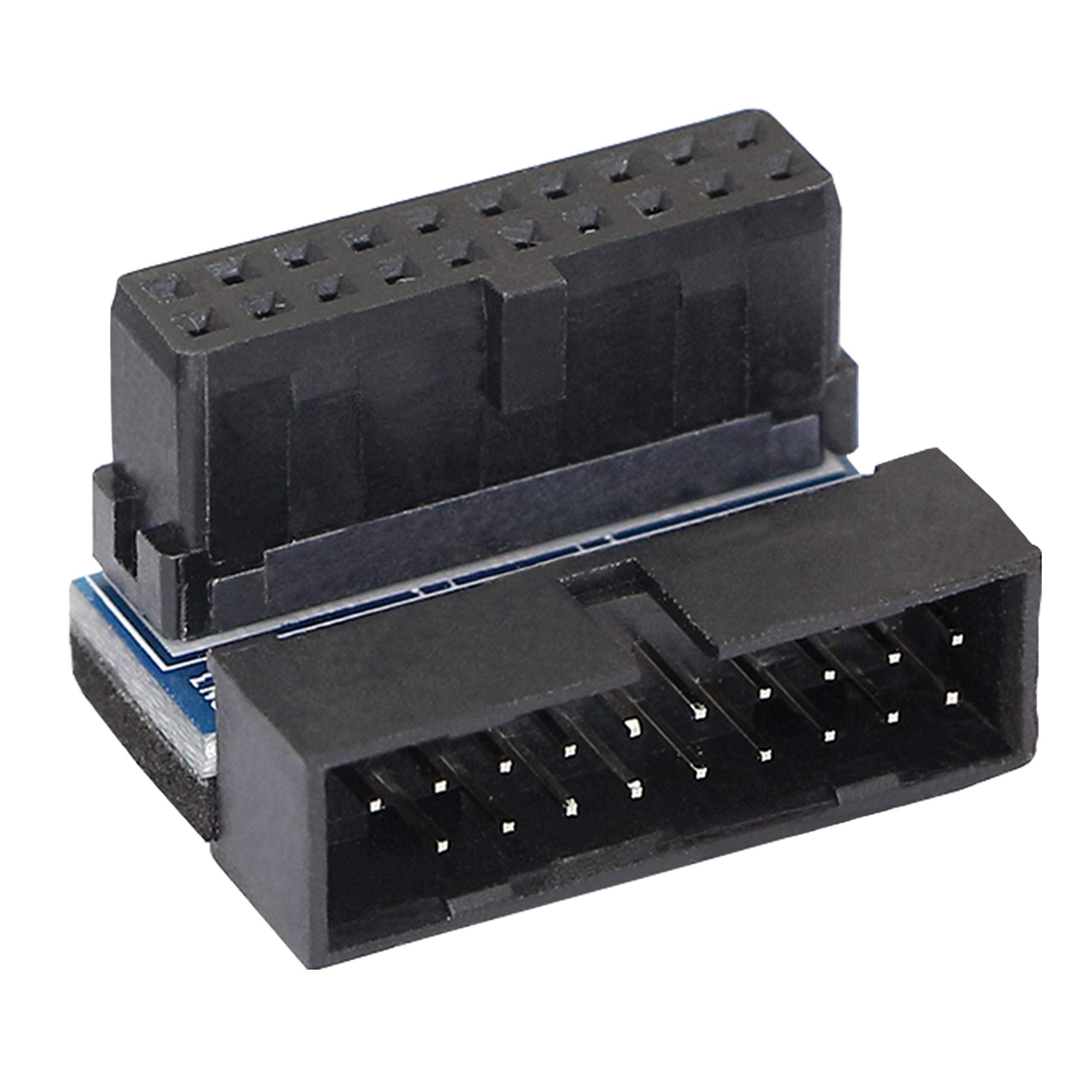 Gelrhonr Right Angled Usb 3.0 20 Pin Male To Female Extension Adapter, Desktop Motherboard 90 Degree Angled Usb 3.0 19 Pin Mothe