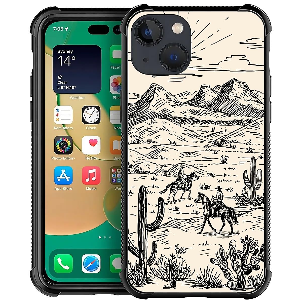 Deaorew for iPhone 14 Plus Case | Classic Slim Cover Design | Cowboy Wild West