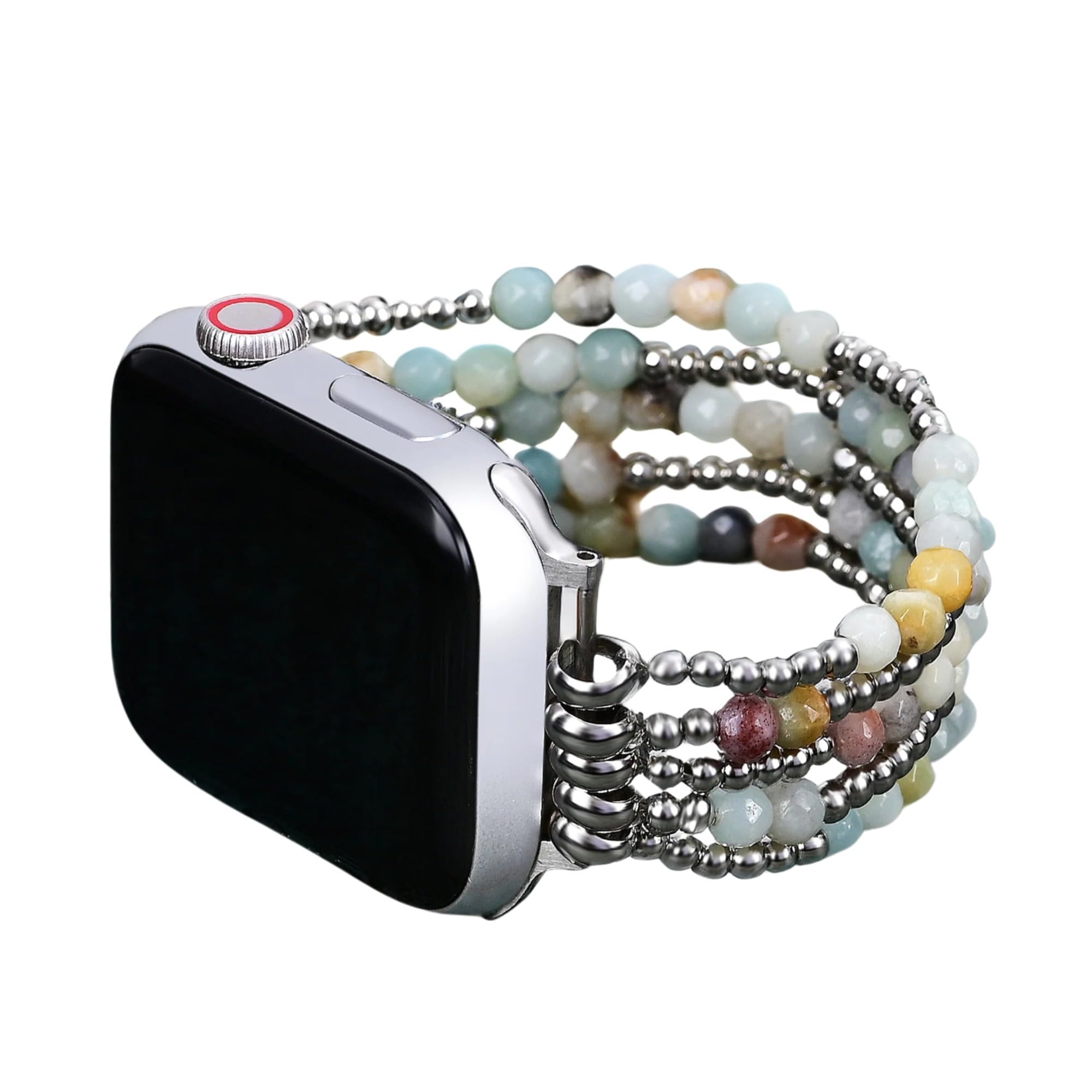 Cape Diablo Smart Watch Band For Women - Handmade Gemstone Strap - Compatible With 38Mm-45Mm Apple Faces (Amazonite Brilliance, 