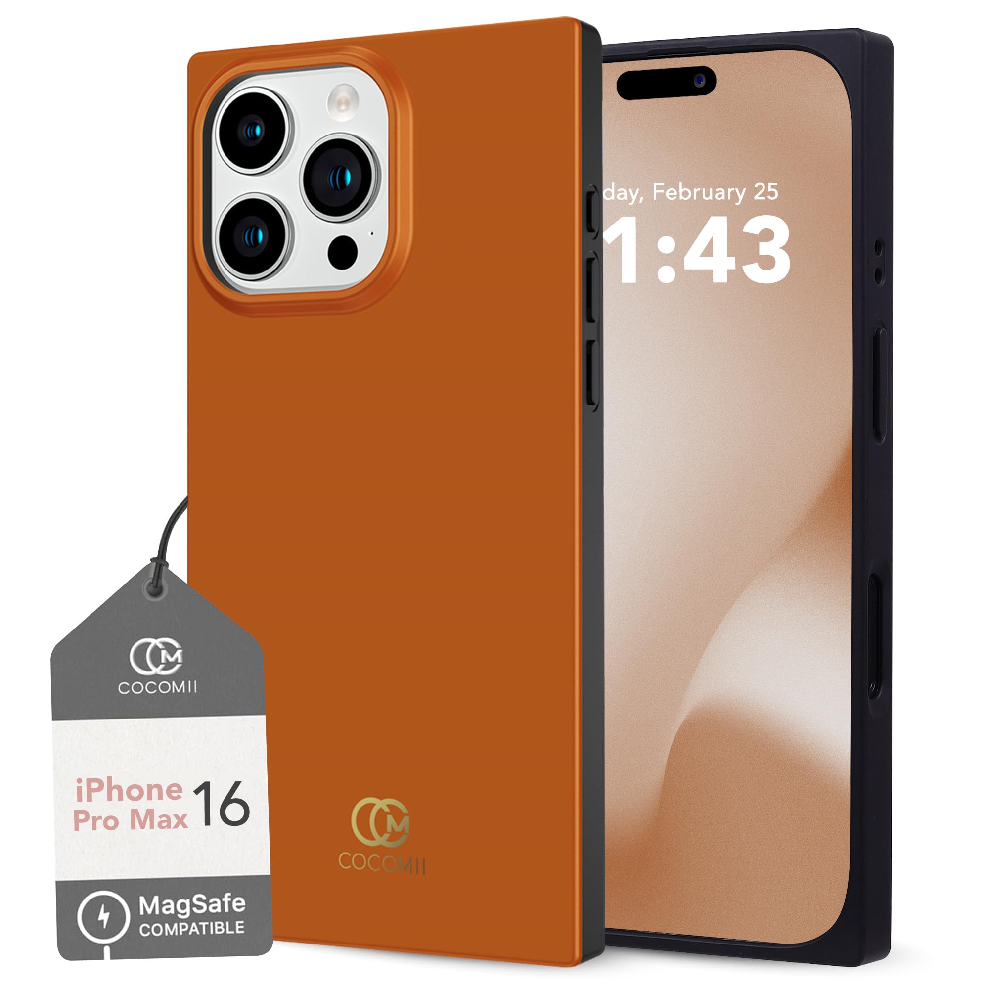 COCOMII Rectangle Case for iPhone 16 Pro Max, Compatible with MagSafe, Matte Toffee