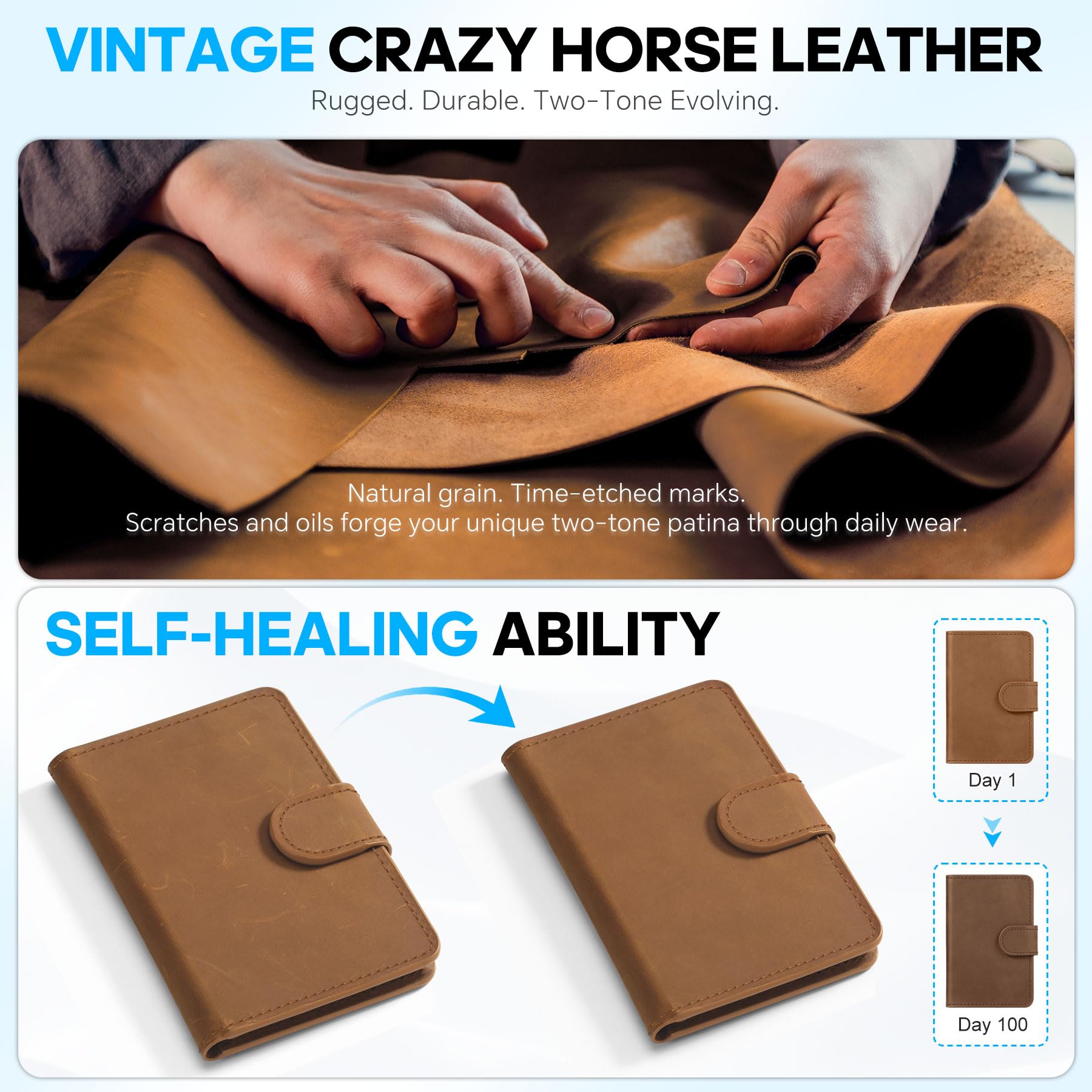 Shieldon For Magsafe Genuine Leather Strong Magnetic Wallet Women Men, Rfid Blocking 6 Card Holders, Id Window, Magnet Wallet Co