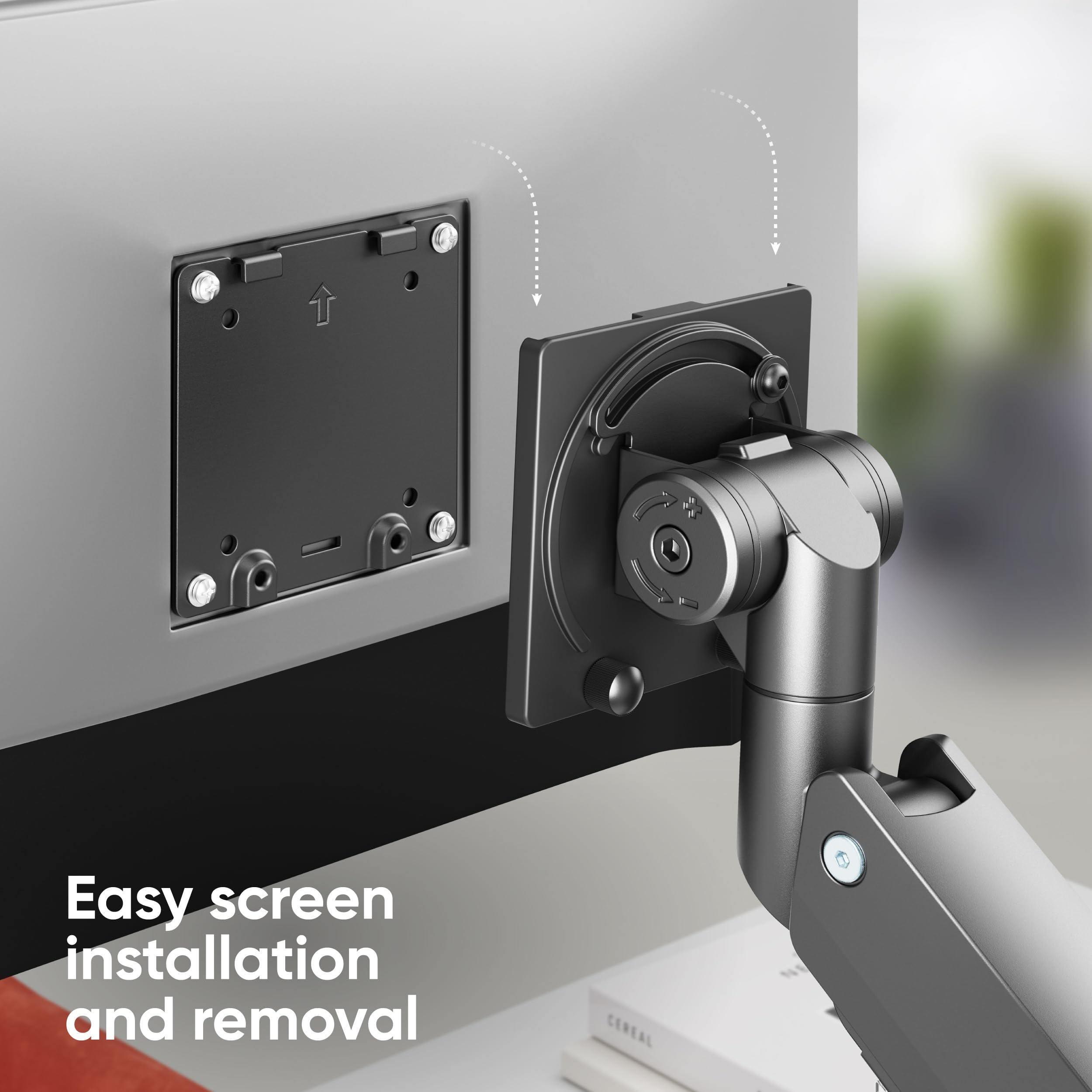 Onkron Heavy Duty Monitor Arm For 17 57 Inch Screens, Single Monitor Arm Desk Mount Up To 59.4 Lbs   Gas Spring Monitor Arm For