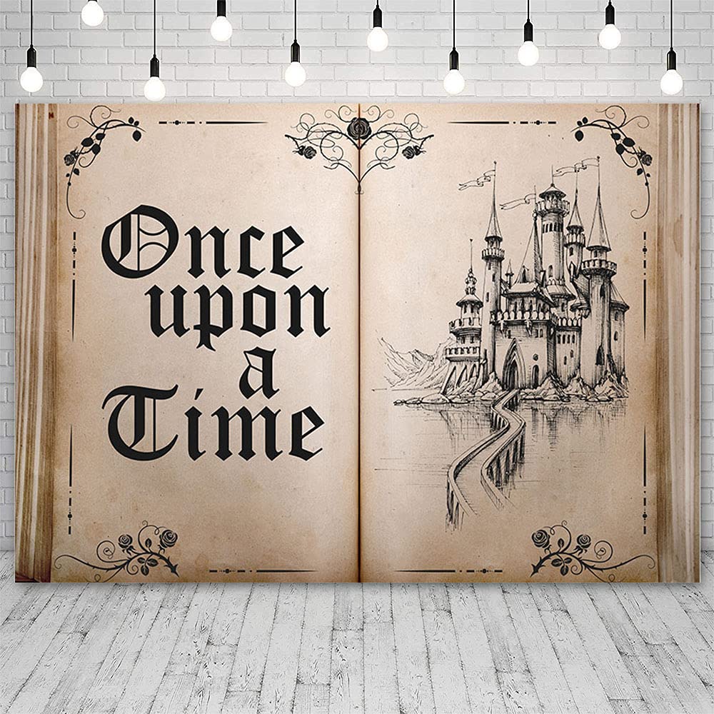 Ablin 8X6Ft Fairy Tale Books Backdrop Old Opening Book Once Upon A Time Ancient Castle Princess Romantic Story Photo Background